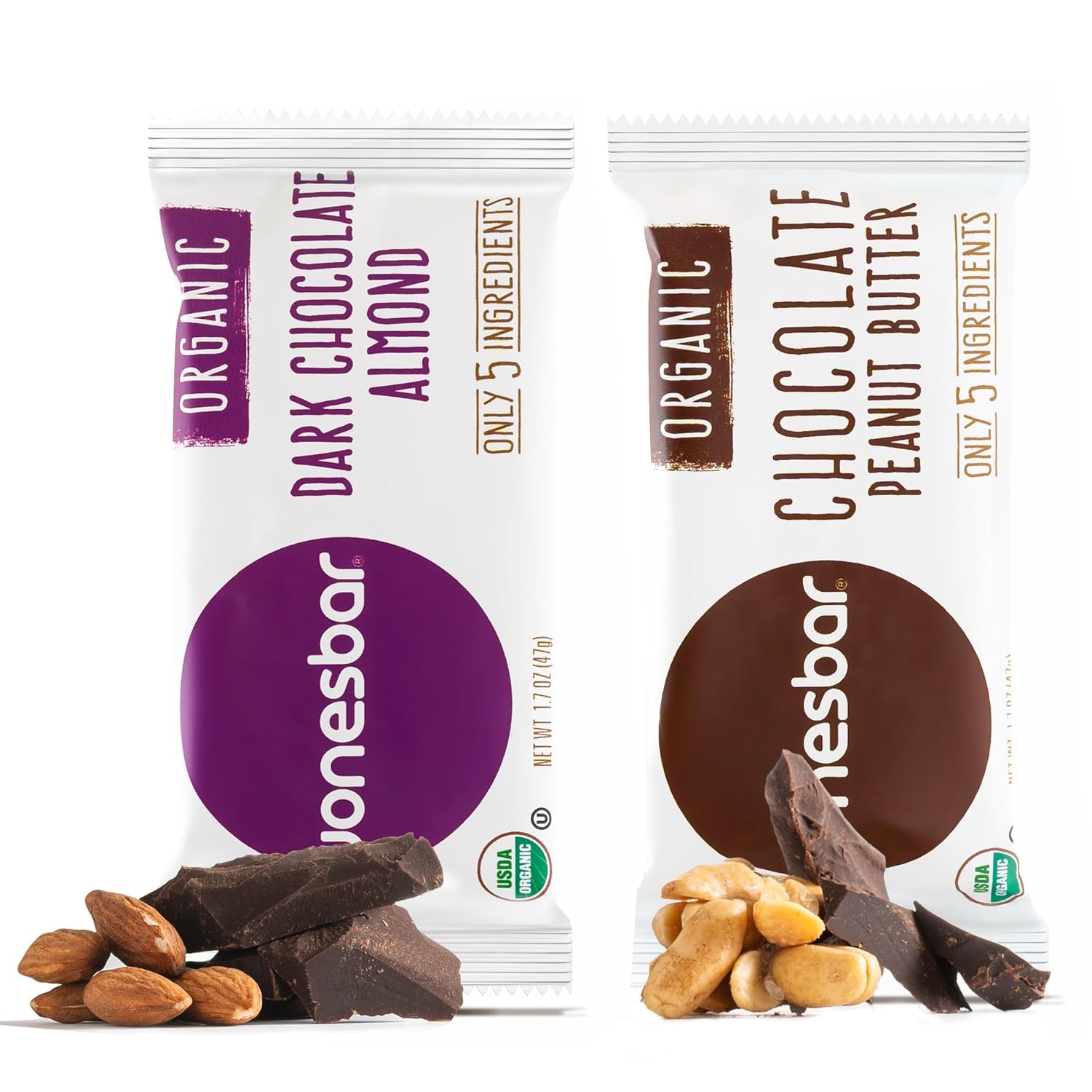 JONESBAR Organic Plant-Based Protein Bars | Peanut Butter and Jelly | Fruit & Nut Bar, Kosher, Gluten-Free, Breakfast Bars, School Snacks, Vegan Snack & Healthy Snacks for Adults and Kids (Pack of 12)