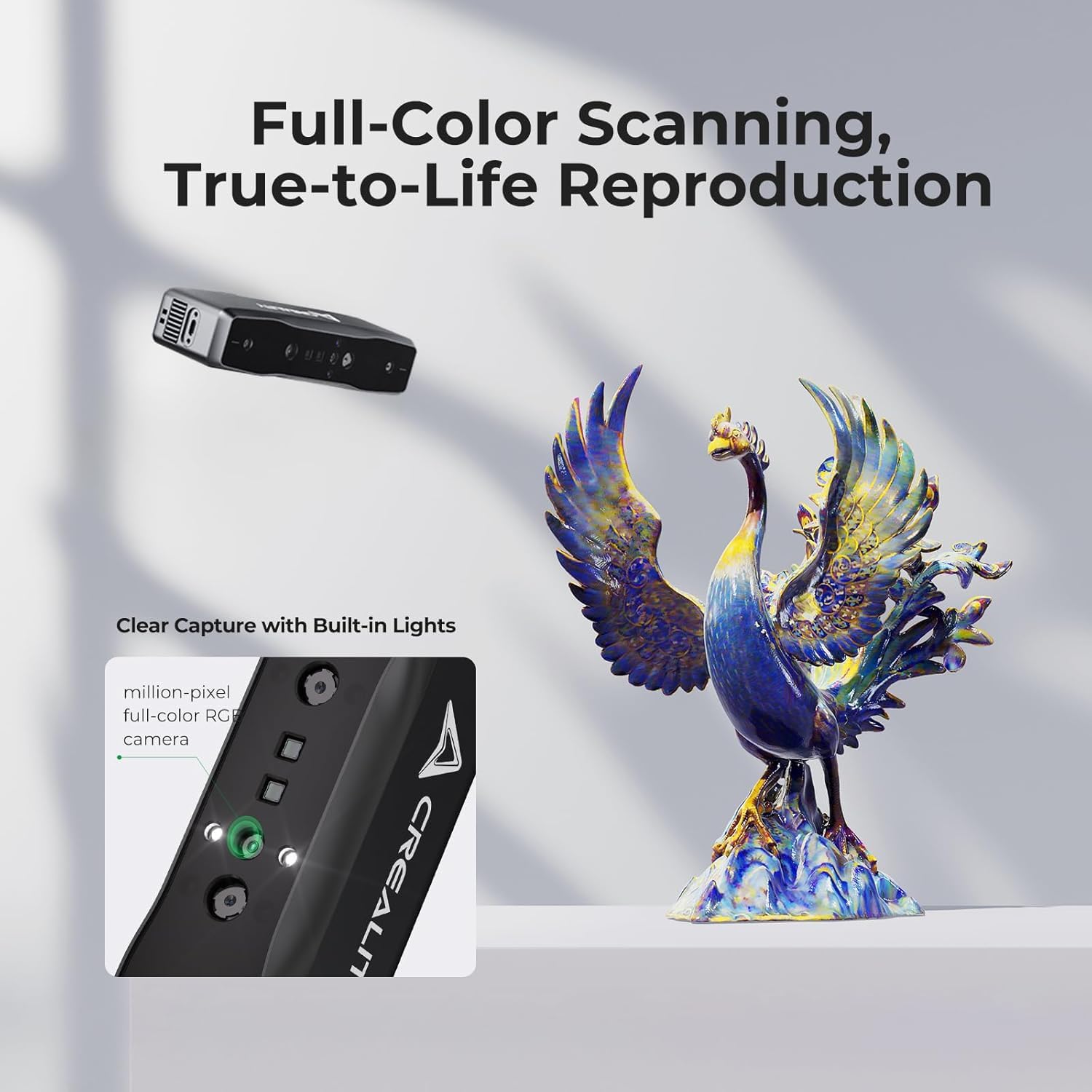 Creality 3D Scanner Otter Lite Basic, Handheld Scanner with 0.05mm Accuracy, Anti-Shake Tracking, Up to 30FPS Scanning Speed Support 20-2000mm Objects for Windows Mac iPhone Android