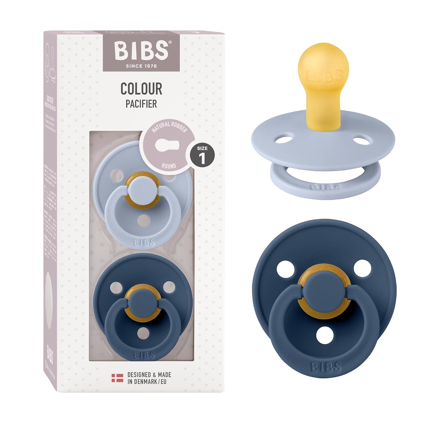 BIBS Colour Schnuller 2er-Pack, BPA-frei, Kirschform Nippel. Naturkautschuk/Latex, Hergestellt in Dänemark. Größe 1 | 0+ Monate | 2-Pack, Ivory/Sage