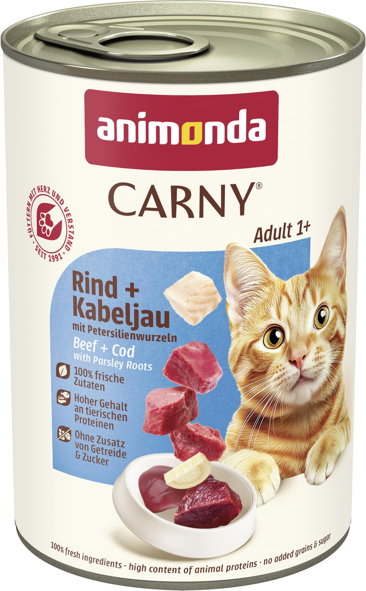 animonda Carny Adult Huhn + Lachs (6 x 400 g), Katzennassfutter für ausgewachsene Katzen, Nassfutter mit 100 % frischen, fleischlichen Zutaten, Katzenfutter ohne Getreide und Zucker