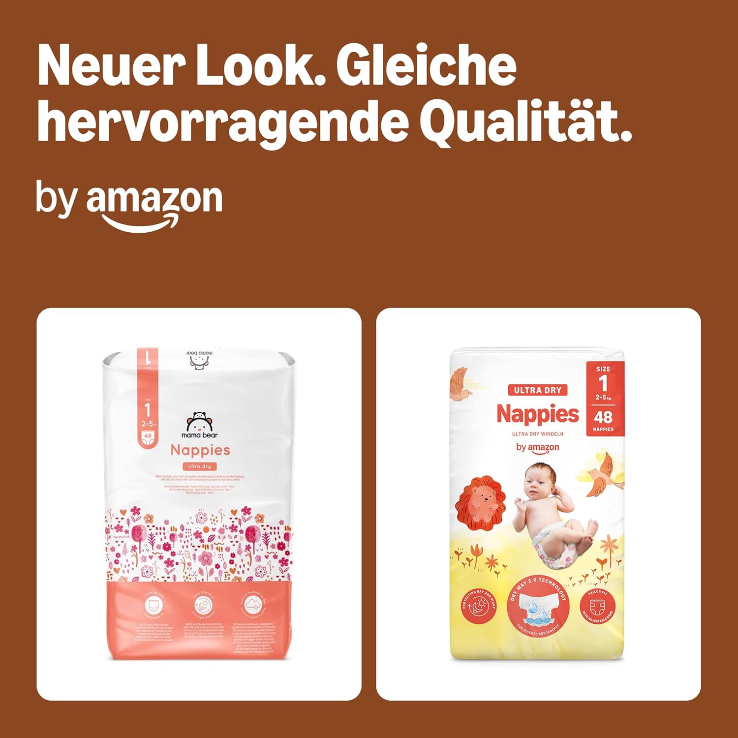 By Amazon Ultra Dry Windeln Größe 5 (10-16 kg) - MONATSBOX, Weiß, 152 Stück (2 Packungen mit 76) (Früher Unter Der Marke Mama Bear, Identisches Produkt)