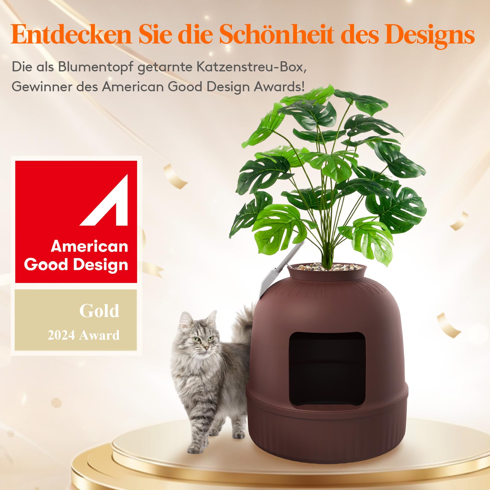 Lifewit Katzenklo Blumentopf mit Pflanze & Schaufel, Katzenklo Versteckt, Katzentoilette XXL mit Geruchskontrolle & Kohlefilter, Wohnzimmer, Schlafzimmer, Ecke, Weiß