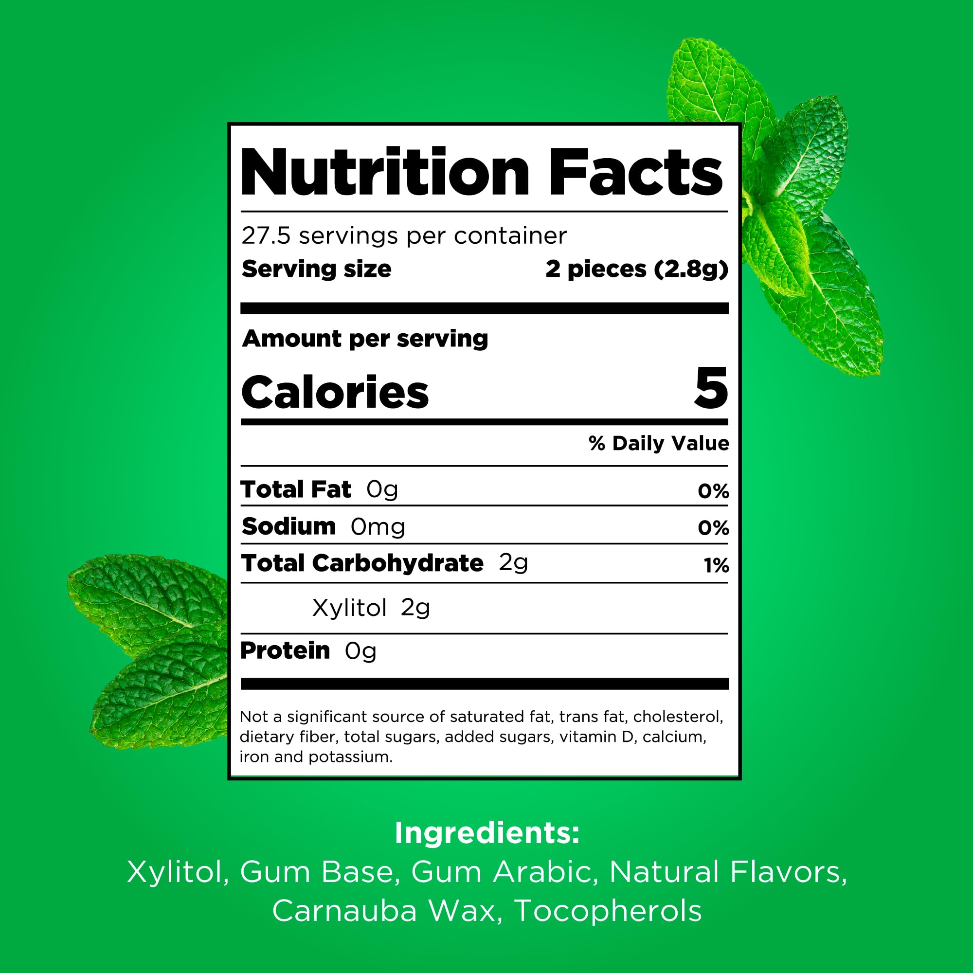 PUR Gum | Zuckerfreier Kaugummi | Mit Xylit | Vegan, Aspartamfrei & Glutenfrei | Natürlicher Kaugummi Mit Spearmint-Geschmack, 55 Stück (3er Pack)