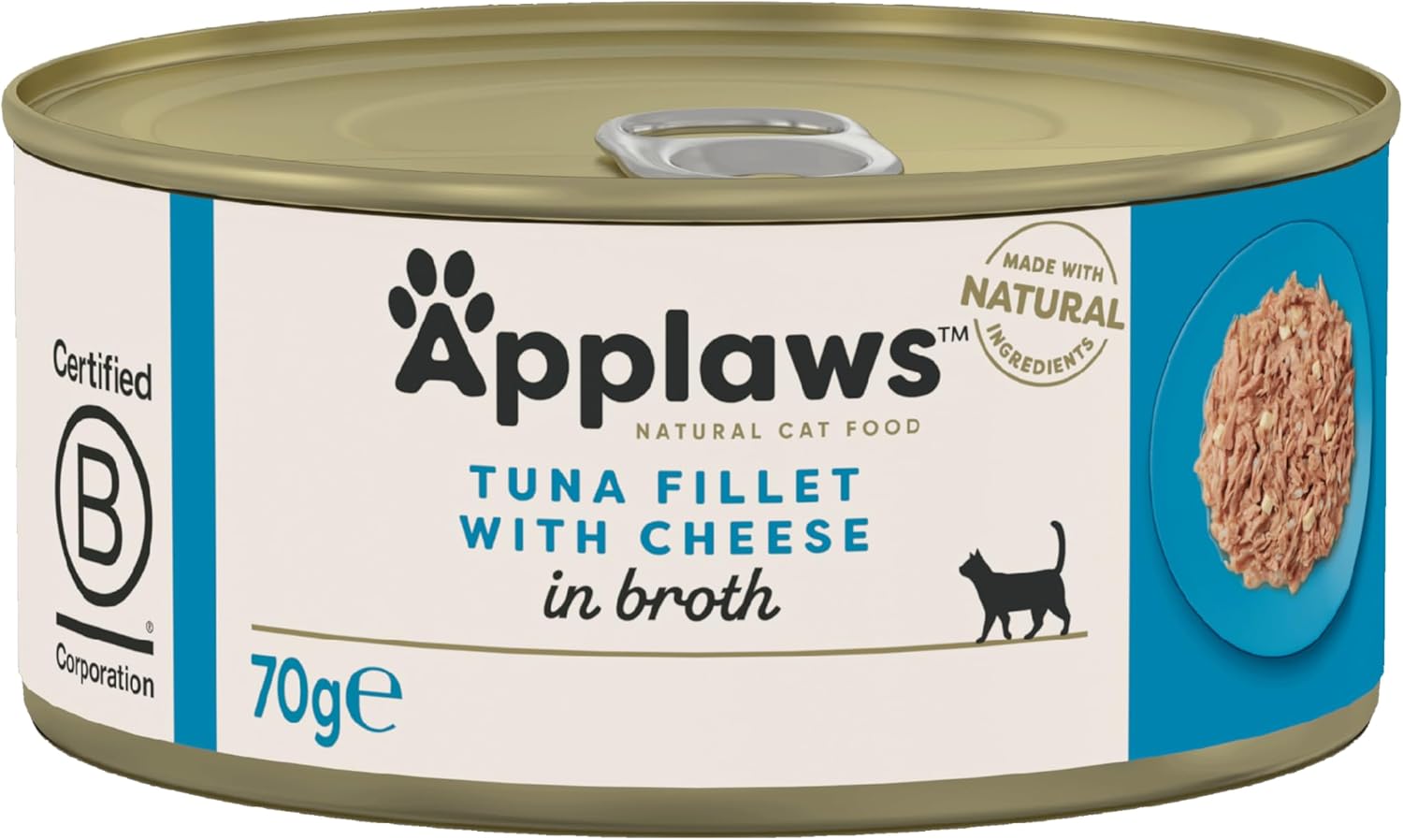 Applaws 100% Natural Thunfischfilet Nassfutter in Brühe für ausgewachsene Katzen - 24 x 70g Dosen