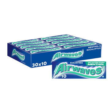 Airwaves Kaugummi Zuckerfrei, Strong, 30 x 10 Dragees, Großpackung Chewing Gum, Mit Natürlichem Menthol, Kaugummi ohne Zucker mit Minz Frische (300 Dragees)
