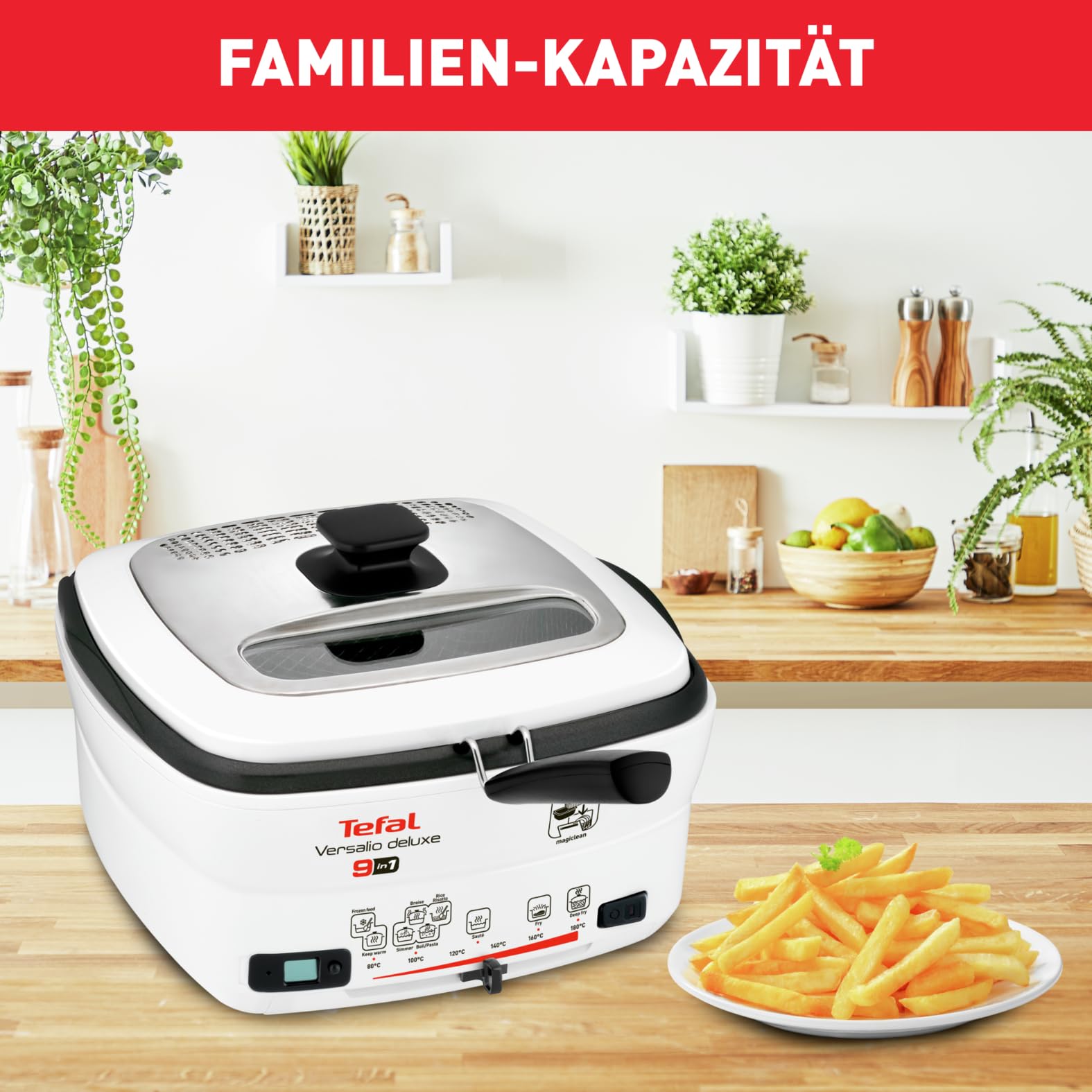 Tefal Oleoclean Pro Fritteuse 3,5L für knusprige Pommes, 2300W Edelstahl Friteuse mit Öl-Filterung, Herausnehmbarer Ölbehälter 1,2kg, Timer & Thermostat, Spülmaschinenfest, Schwarz/Edelstahl