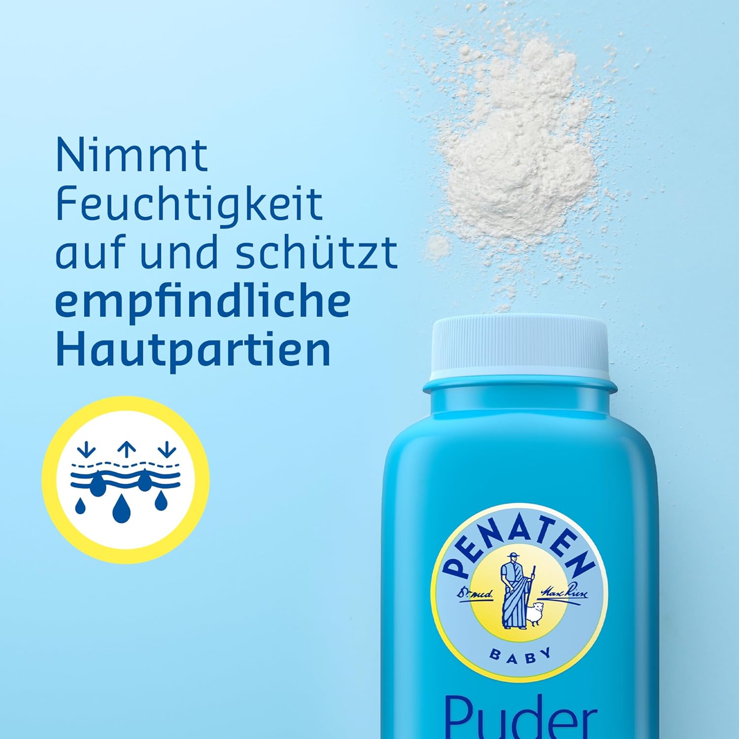 Penaten natürliches Baby Puder mit Aloe & Vitamin E, Puder auf Basis von Maisstärke, pflegt sanft Babyhaut, frisches und trockenes Hautgefühl