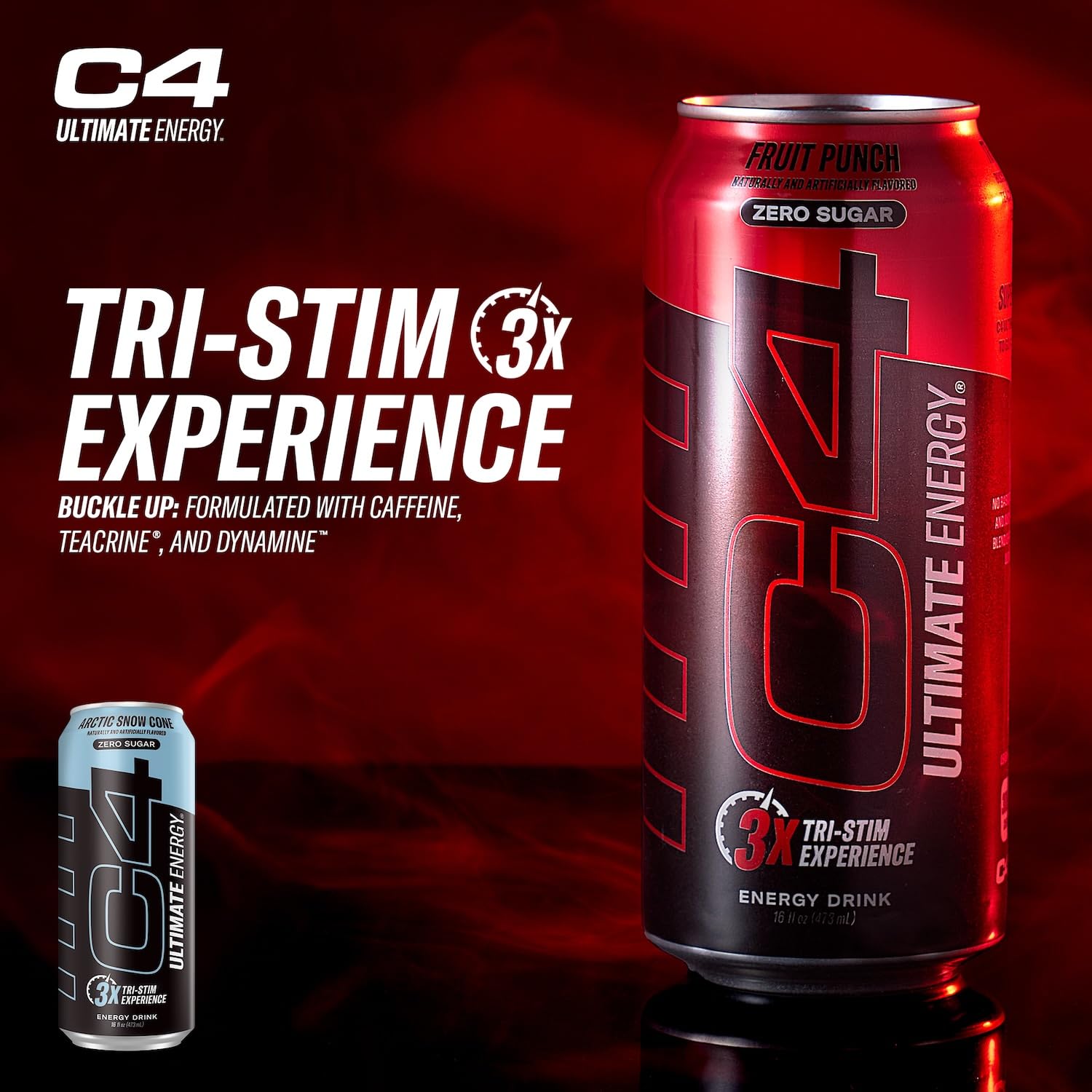 Cellucor C4 Ultimate | Pre Workout Sugar Free Energy Drink | Tri-Stim Experience with 300mg Caffeine + TeaCrine + Dynamine | Fruit Punch | 16oz (Pack of 12)