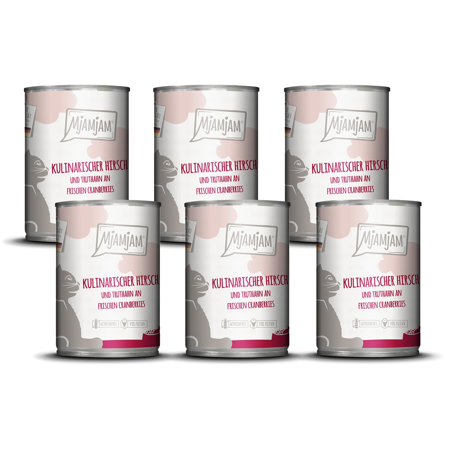MjAMjAM - Premium Nassfutter für Katzen - saftiges Huhn an leckeren Möhrchen, 6er Pack (6 x 400 g), getreidefrei mit extra viel Fleisch