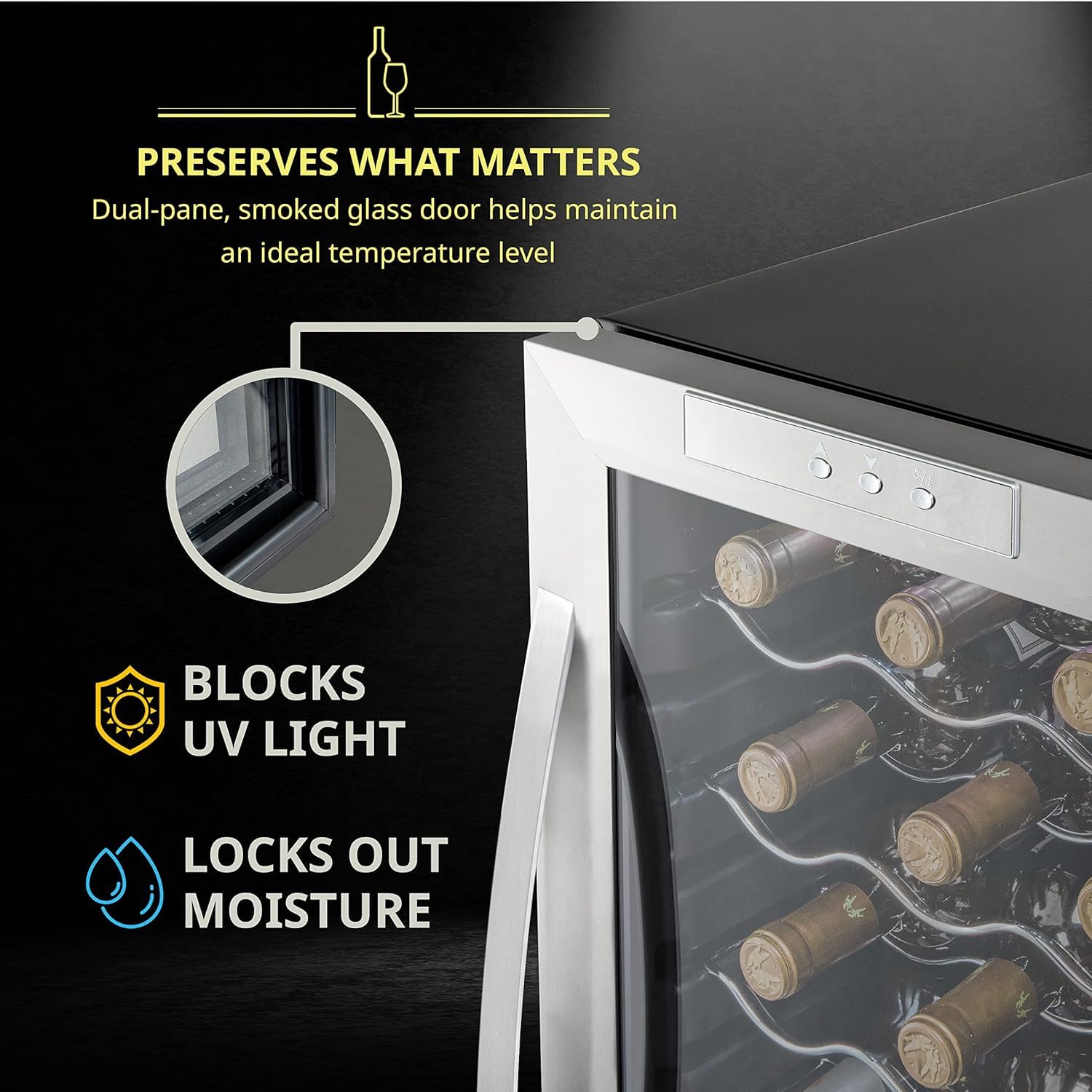 SCHMECKE 28 Bottle Compressor Wine Cooler Refrigerator w/Lock - Large Freestanding Wine Cellar - 41f-64f Digital Temperature Control Wine Fridge For Red, White, Champagne or Sparkling Wine - Black