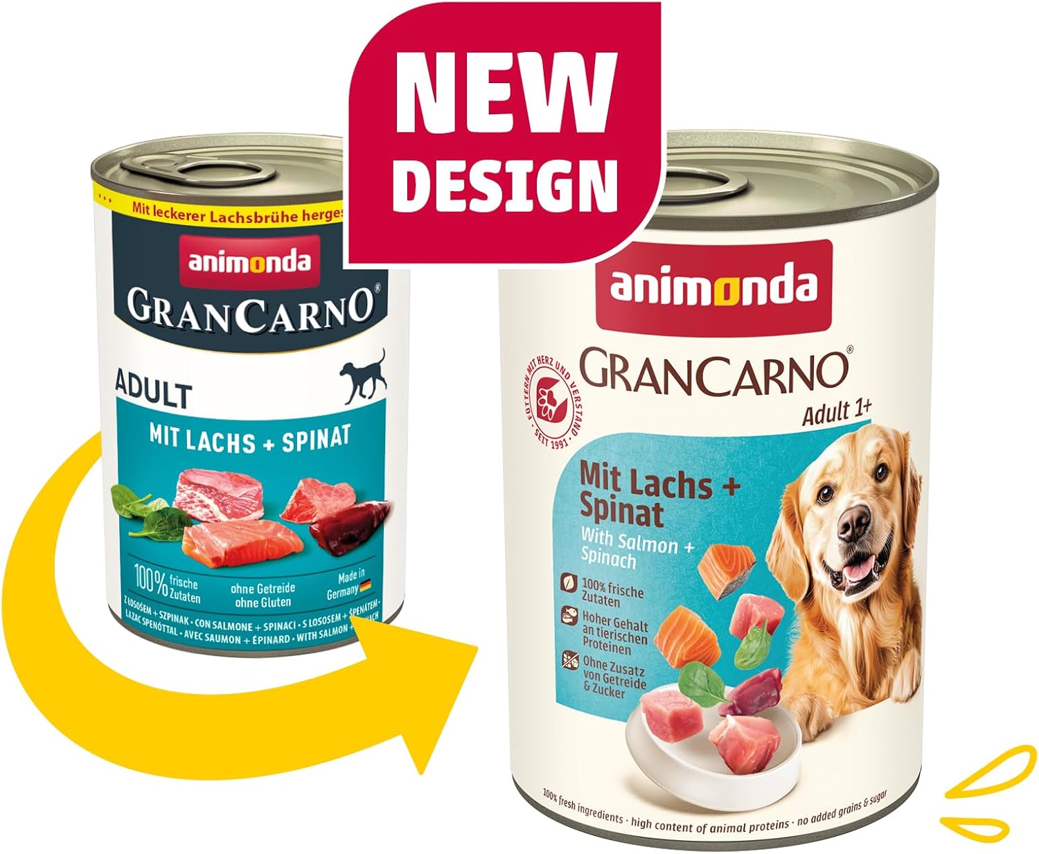 animonda GranCarno Adult Deftige Variation (6 x 800 g), Hundenassfutter für ausgewachsene Tiere, Nassfutter für Hunde mit 100% frischen, fleischlichen Zutaten, Hundefutter ohne Getreide