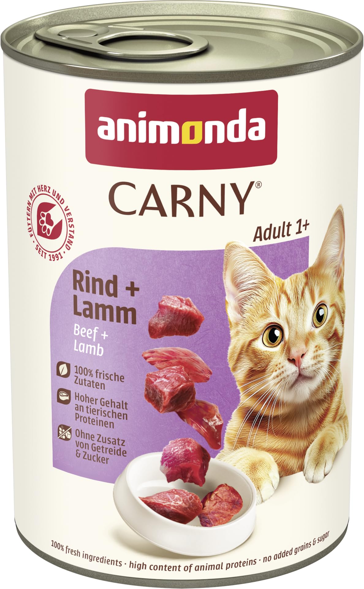 animonda Carny Adult Huhn + Lachs (6 x 400 g), Katzennassfutter für ausgewachsene Katzen, Nassfutter mit 100 % frischen, fleischlichen Zutaten, Katzenfutter ohne Getreide und Zucker