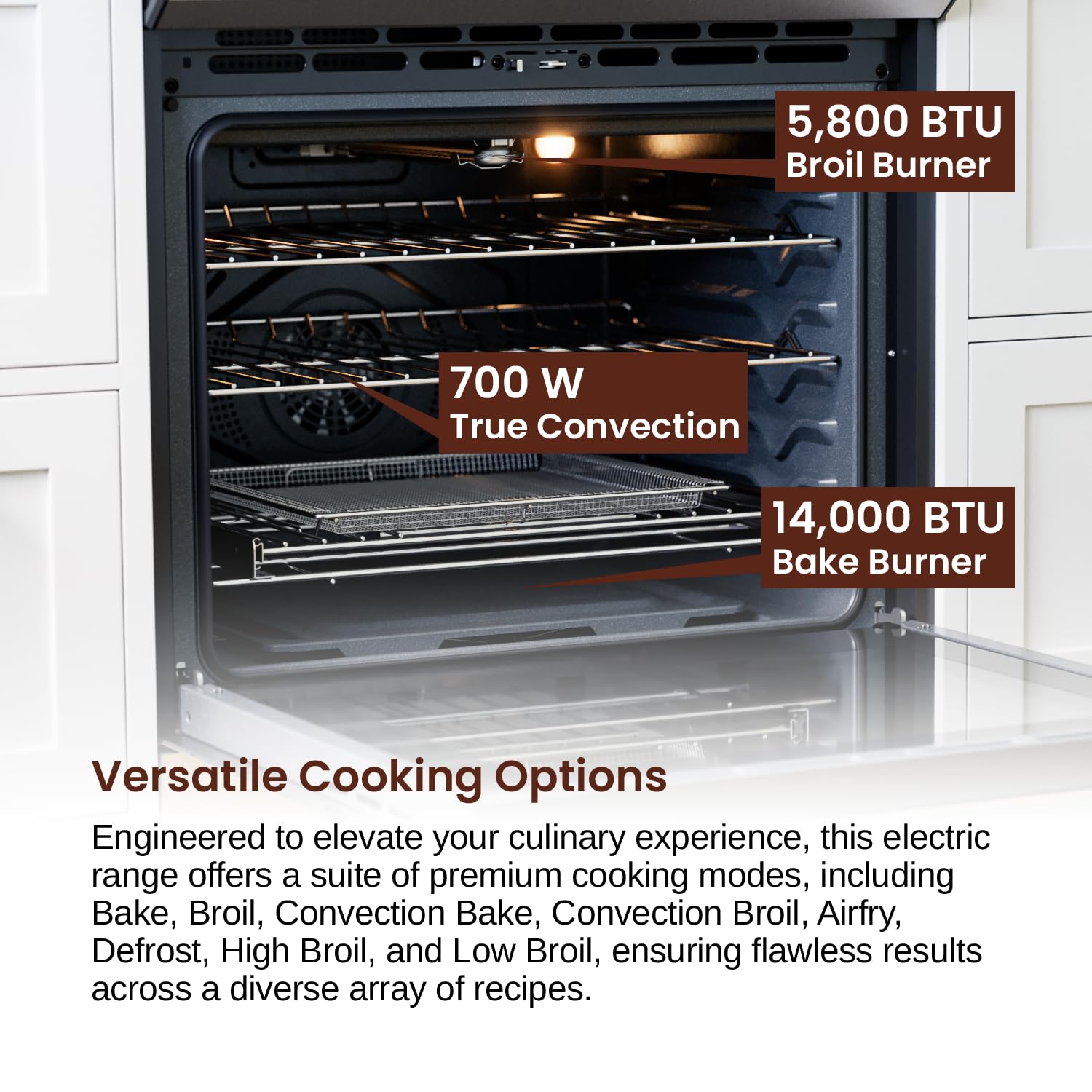 Rangaire RRE303GS 30" Glass Touch Electric Range Oven - Stainless Steel, Infrared Stove Burners, True Convection, Self Cleaning, Easy Reach Racks