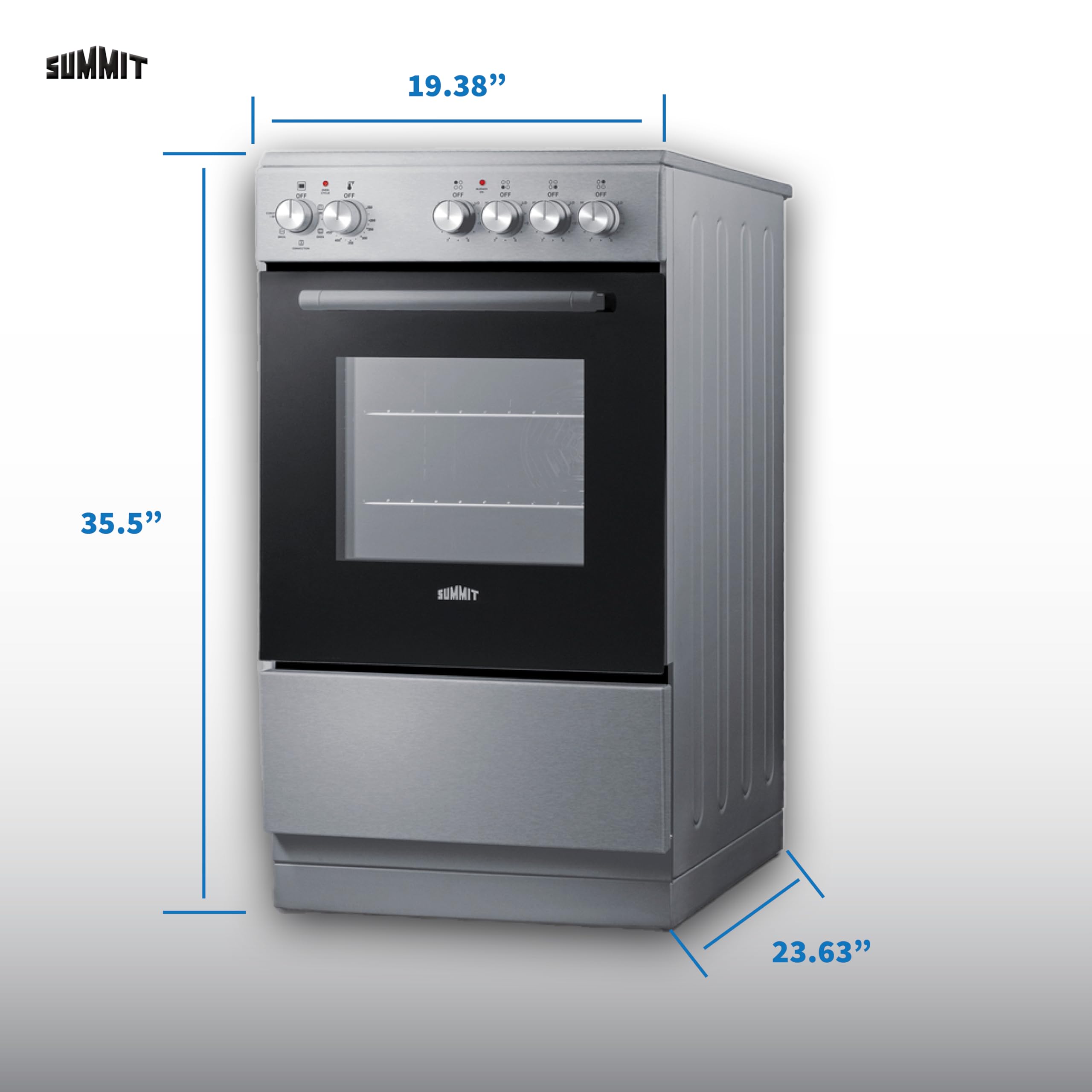 Summit 24” Electric Smooth Top Range, Large 2.44 cu.ft. oven. ADA Compliant, White- REXT24W