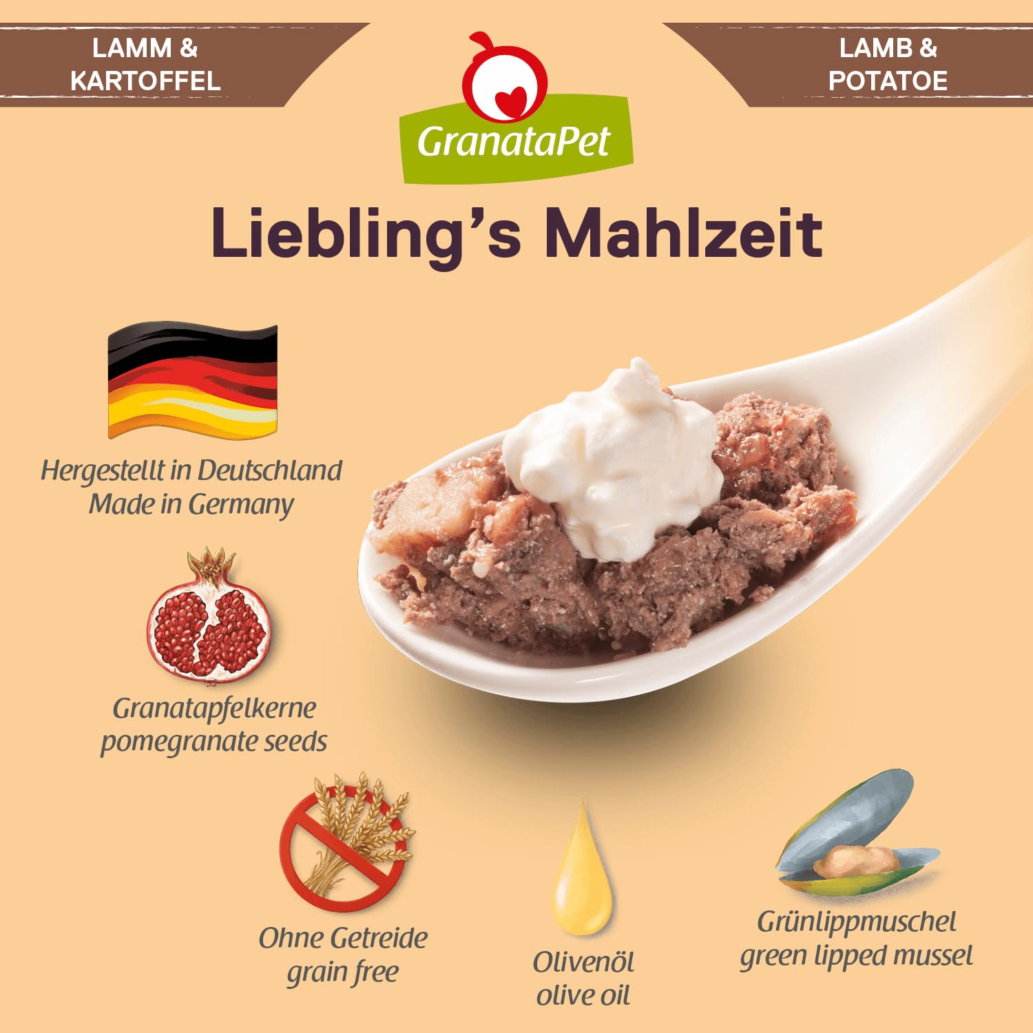 GranataPet Liebling's Mahlzeit Multipack 2, Nassfutter für Hunde im Probierpaket, Alleinfuttermittel ohne Getreide, Hundefutter mit hohem Fleischanteil & hochwertigen Ölen, 6 x 800 g