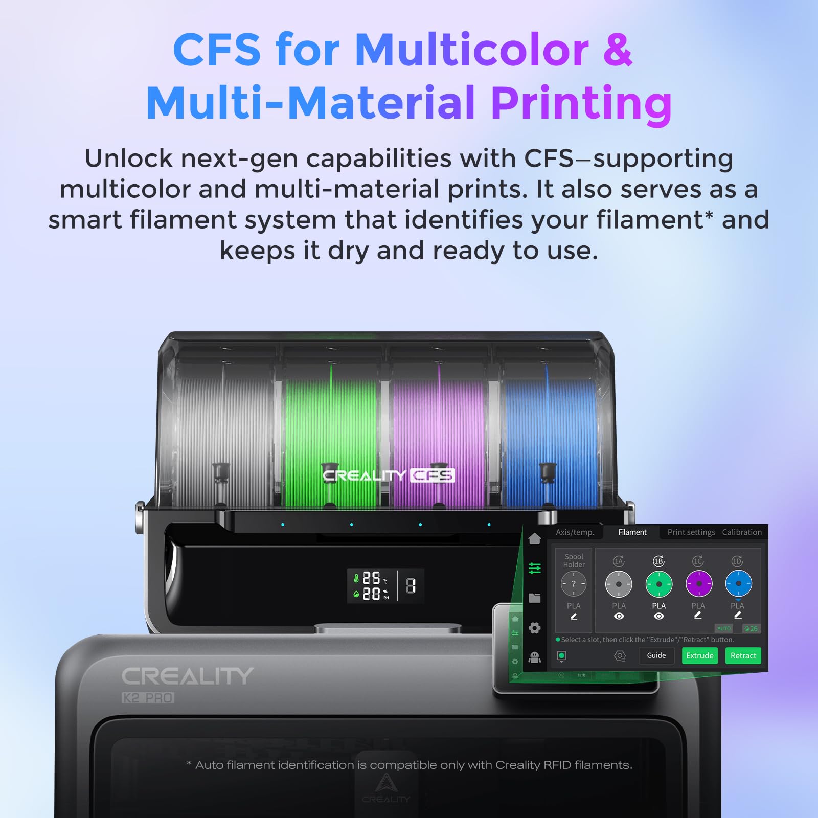 Creality Official K2 Combo(A) 3D Printer, Multi-Color Printing with CFS, 600mm/s High-Speed, AI Cameras, Full Auto-Leveling, Dual Z-Axis, 260x260x260mm Build Volume