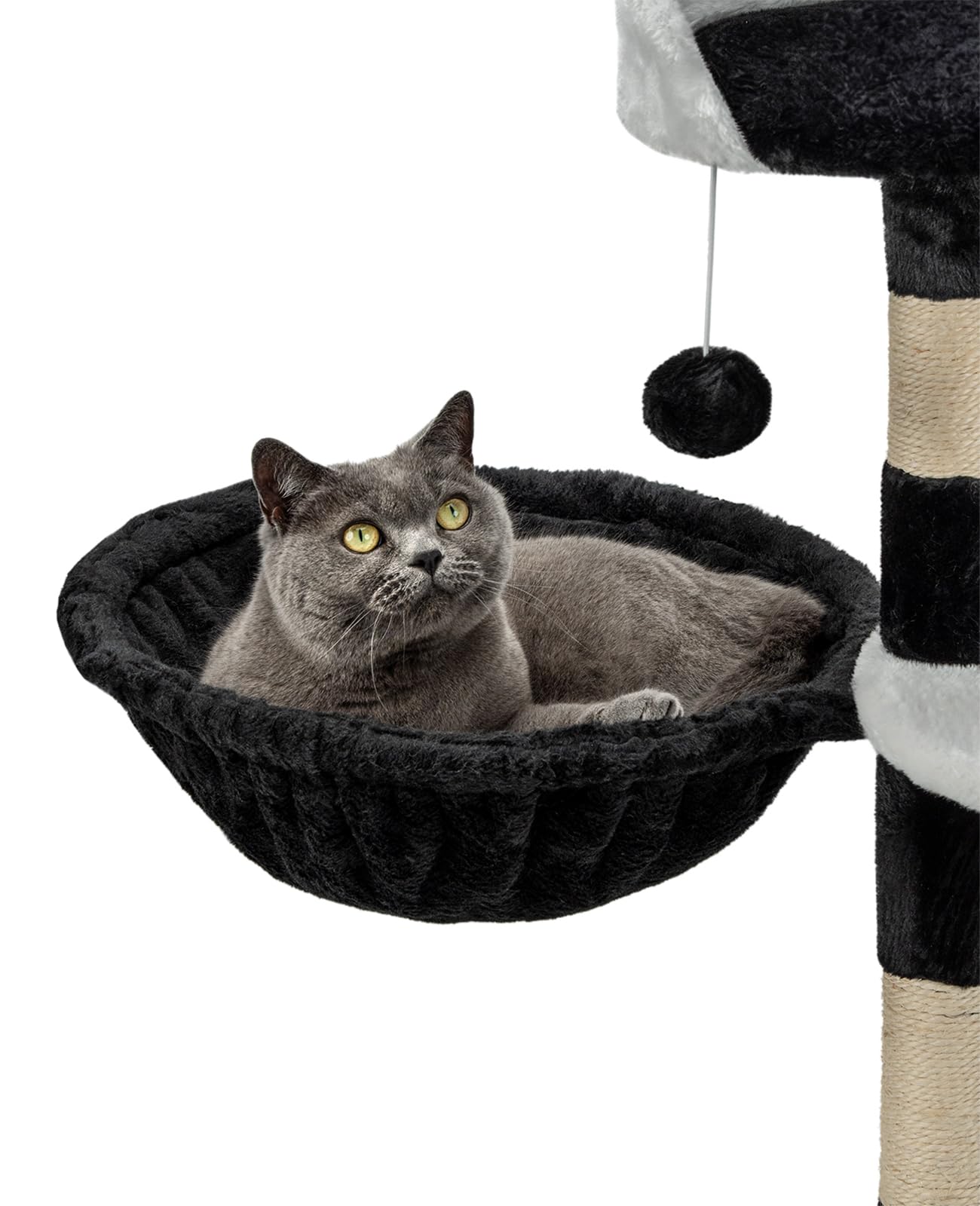 lionto Liegemulde aus weichem Plüsch für Kratzbaum, Ø 40 cm, 25 cm Tiefe, kuschelige Schlafmulde für jeden Katzenbaum mit M8-Gewinde, Stabiler Metallrahmen für kleine und große Katzen, dunkelgrau