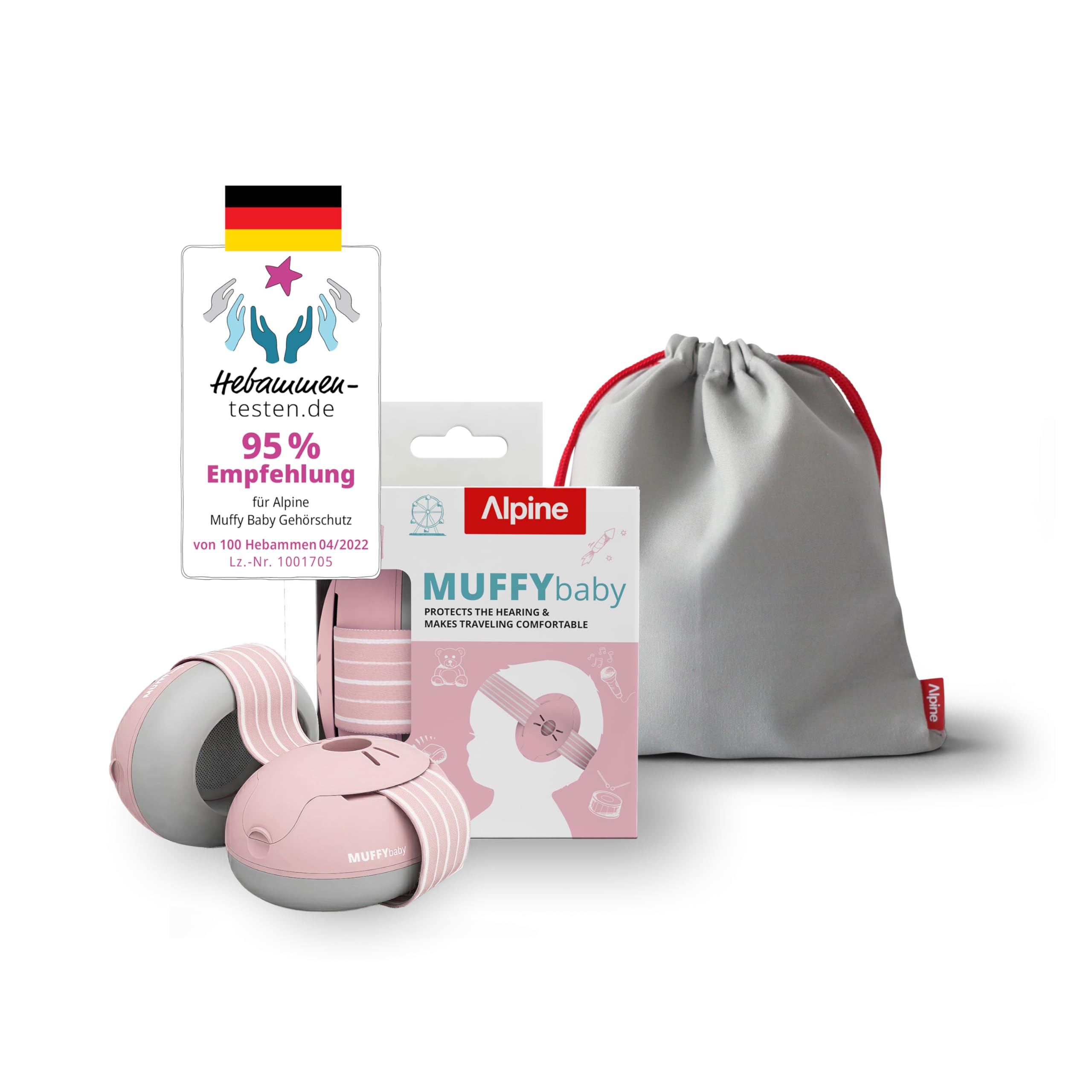 Alpine Muffy Baby Classic - Gehörschutz für Babys - Verstellbares ANTI-SLIP-Kopfband bis 48 Monate - In Deutschland auf Sicherheit getestet - Lärmschutz Kopfhörer verhindert Gehörschäden, Schwarz