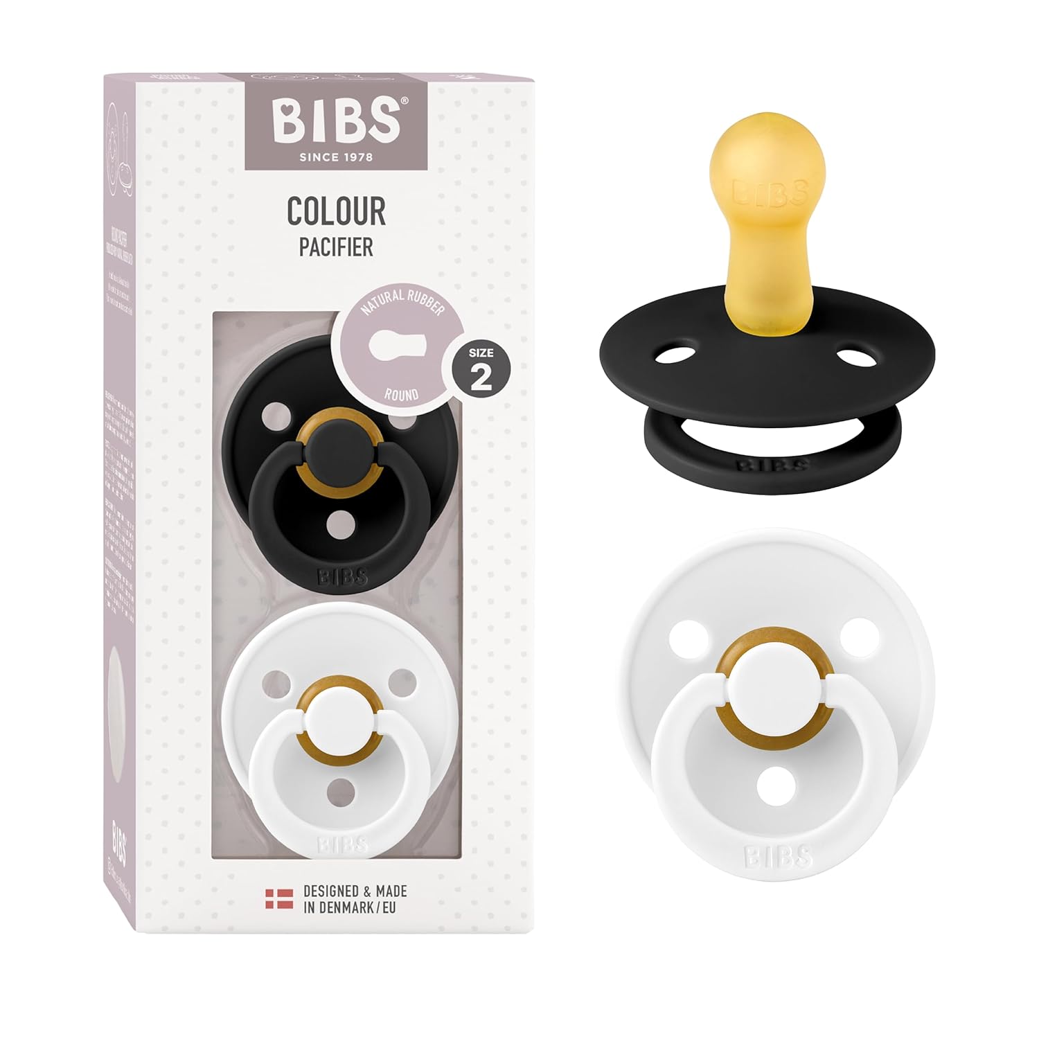BIBS Colour Schnuller 2er-Pack, BPA-frei, Kirschform Nippel. Naturkautschuk/Latex, Hergestellt in Dänemark. Größe 1 | 0+ Monate | 2-Pack, Ivory/Sage