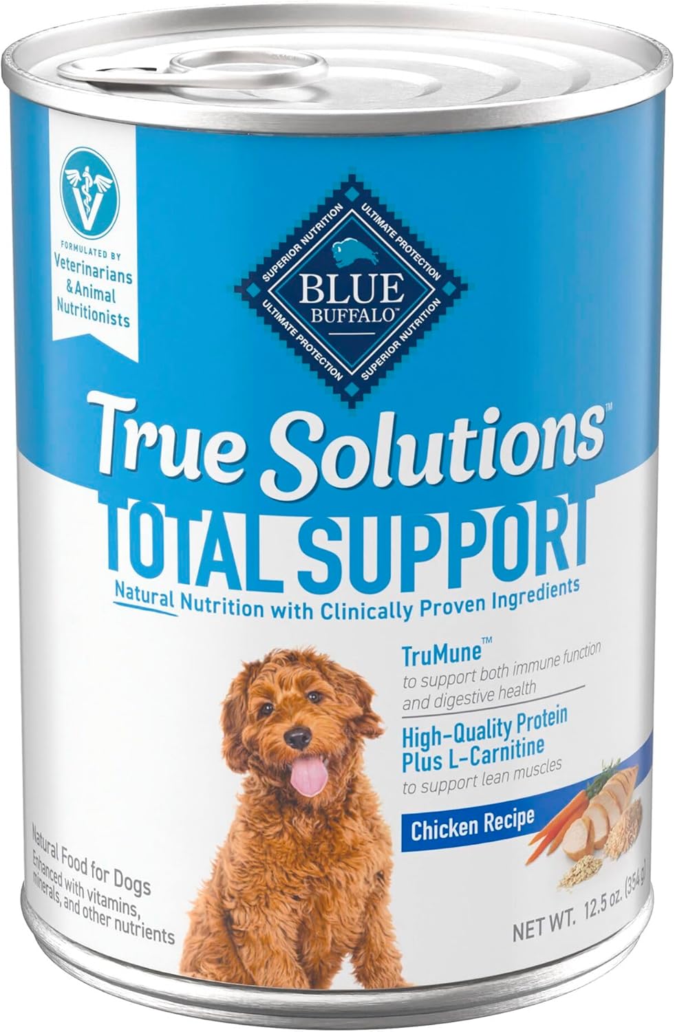 Blue Buffalo True Solutions Total Support Wet Dog Food for Adult Dogs, Made with Natural Ingredients, Chicken, 12.5-oz. Cans (12 Count)