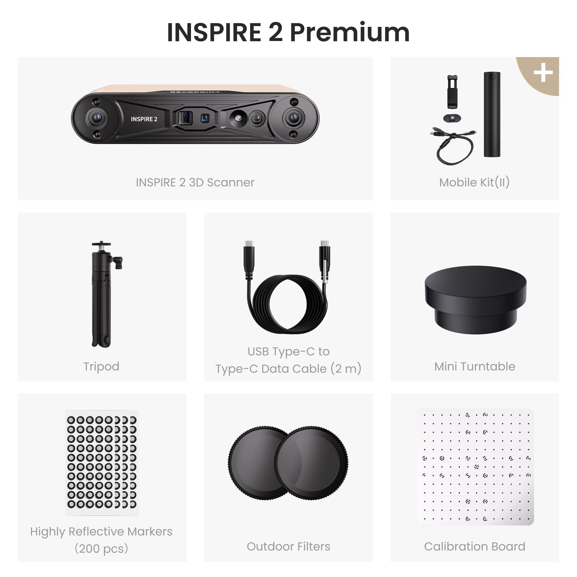 Revopoint INSPIRE 2 3D Scanner for 3D Printing, Up to 0.03mm Precision, Multi-Line Laser&Structured Light, Handheld Wireless&Outdoor Scanning, Full-Color Scans, for iOS/Android/Windows/macOS, Premium