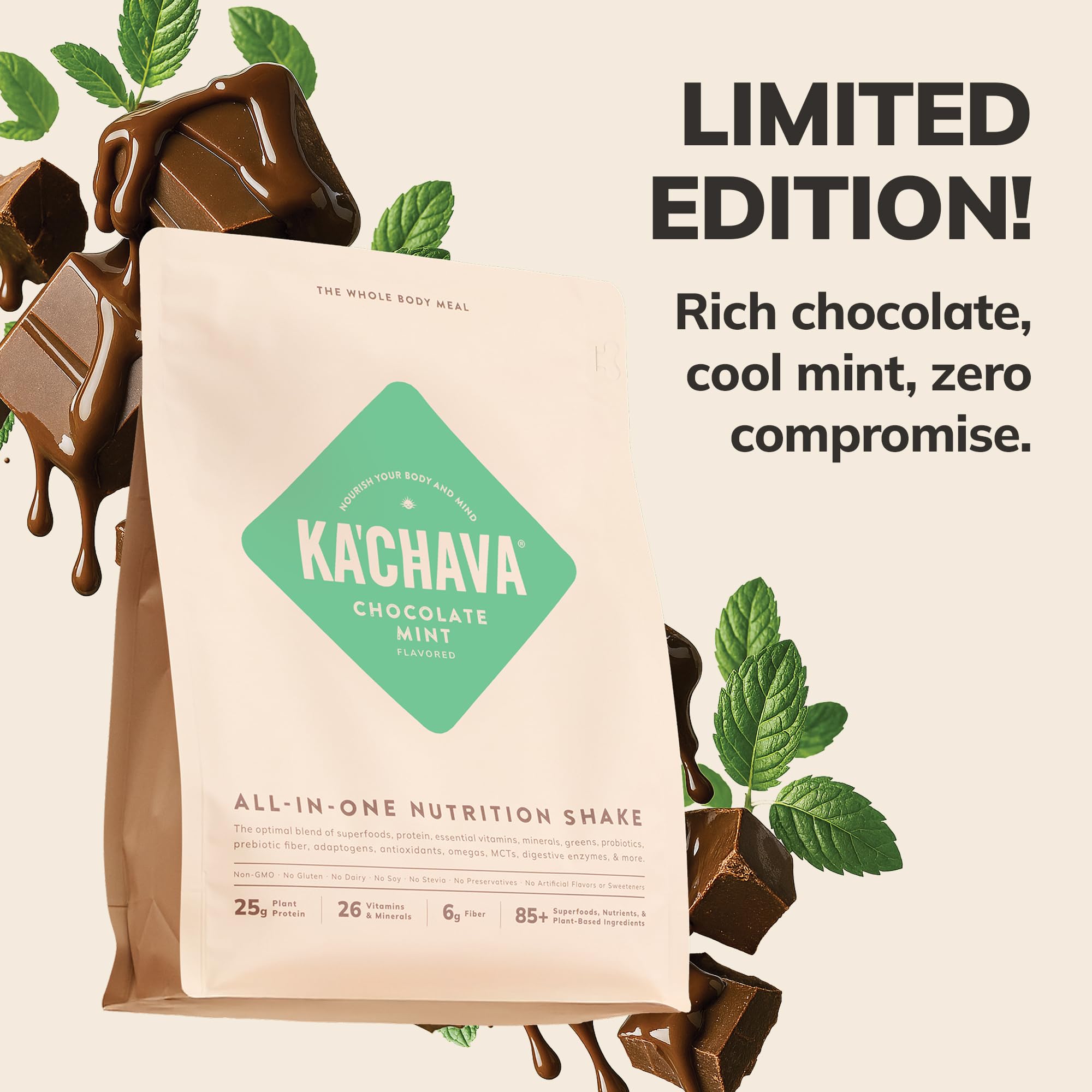 Ka’Chava Whole Body Meal Shake Vanilla 2 lb – Vegan Protein Powder with 85+ Superfoods & Greens – Plant-Based Meal Replacement with Probiotics & Digestive Enzymes – Gluten & Dairy Free (15 Servings)
