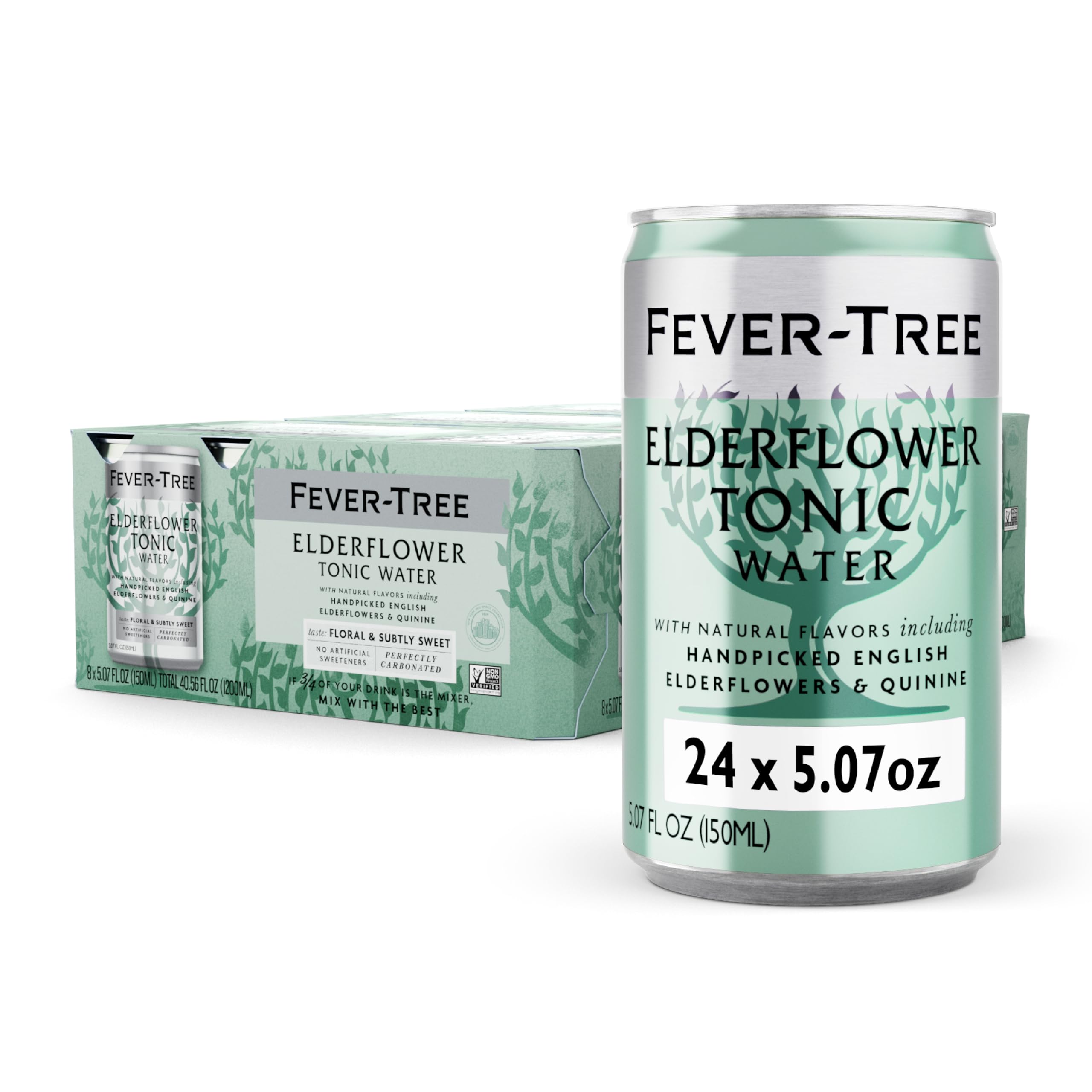Fever Tree Tonic Water - Premium Quality Mixer - Refreshing Beverage for Cocktails & Mocktails. Naturally Sourced Ingredients, No Artificial Sweeteners or Colors - 150 ML Cans - Pack of 24