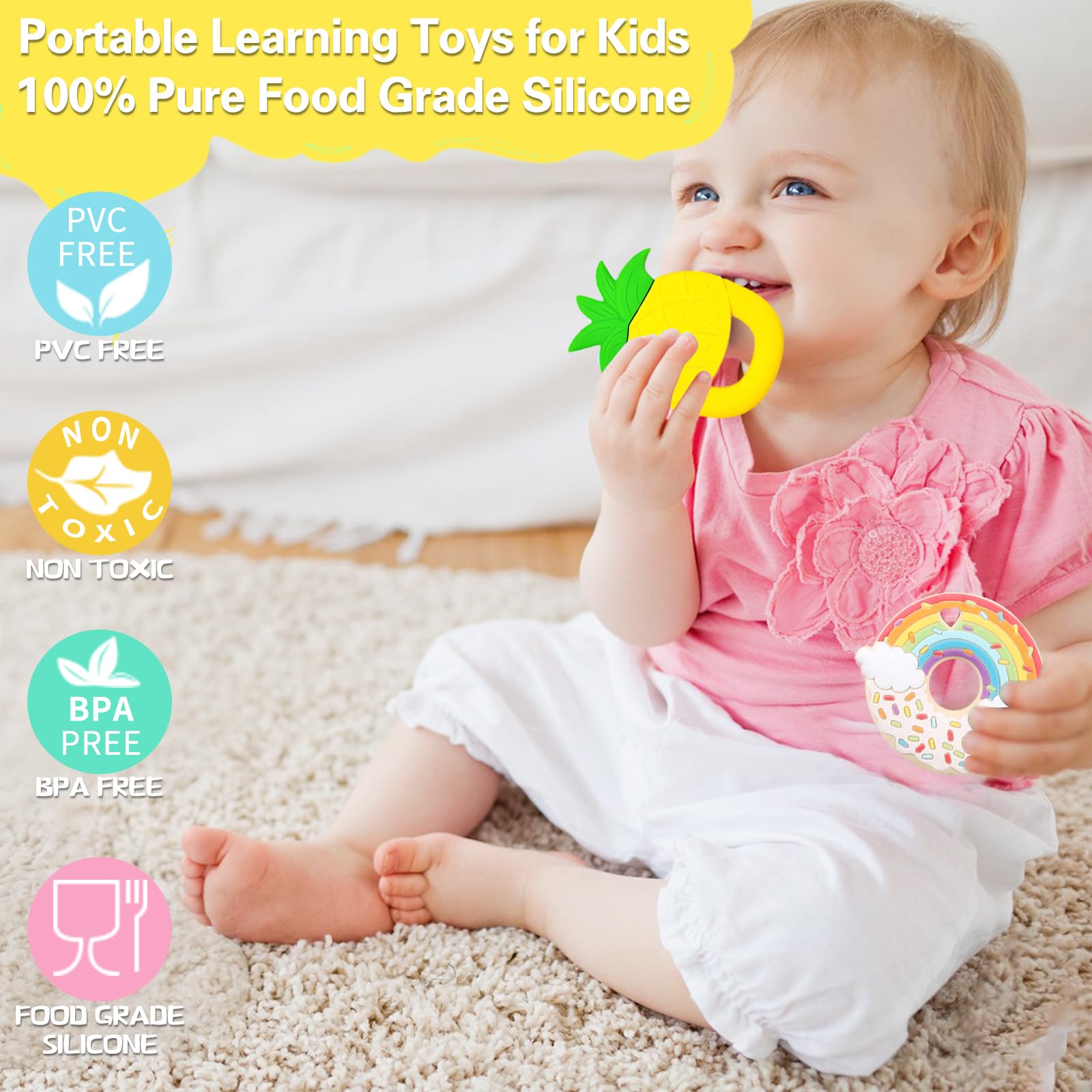Kaukette für Kinder, 6 Stück Sensory Kauen Halskette, Silikon Beißring für Baby, Autismus Spielzeug für Jungen und Mädchen, Perfekt für Kinder mit ADHS, Zahnen, Beißende, Fingernägel Kauen (Blau)