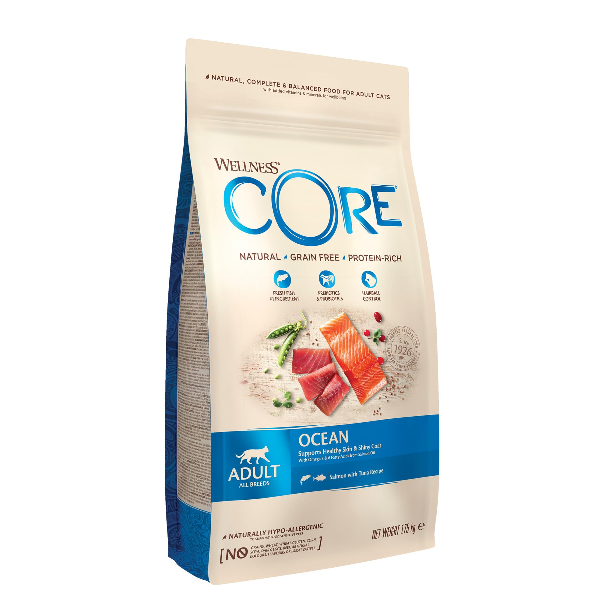 Wellness CORE Sterilised Ocean 4 kg, Lachs – Katzenfutter Trocken für sterilisierte Katzen, getreidefrei, natürlich, hypoallergen, proteinreich, unterstützt gesunde Haut und glänzendes Fell