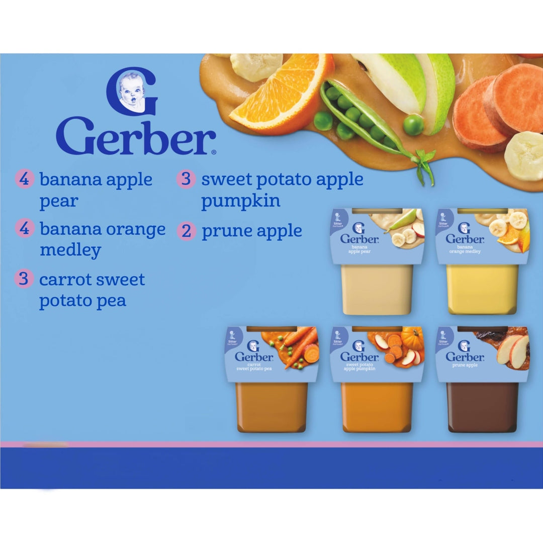 Gerber Stage 2 Baby Food, Nourishing Blends Tubs, Meat Meals Powerblend, Baby Puree, Variety Pack, 32PK