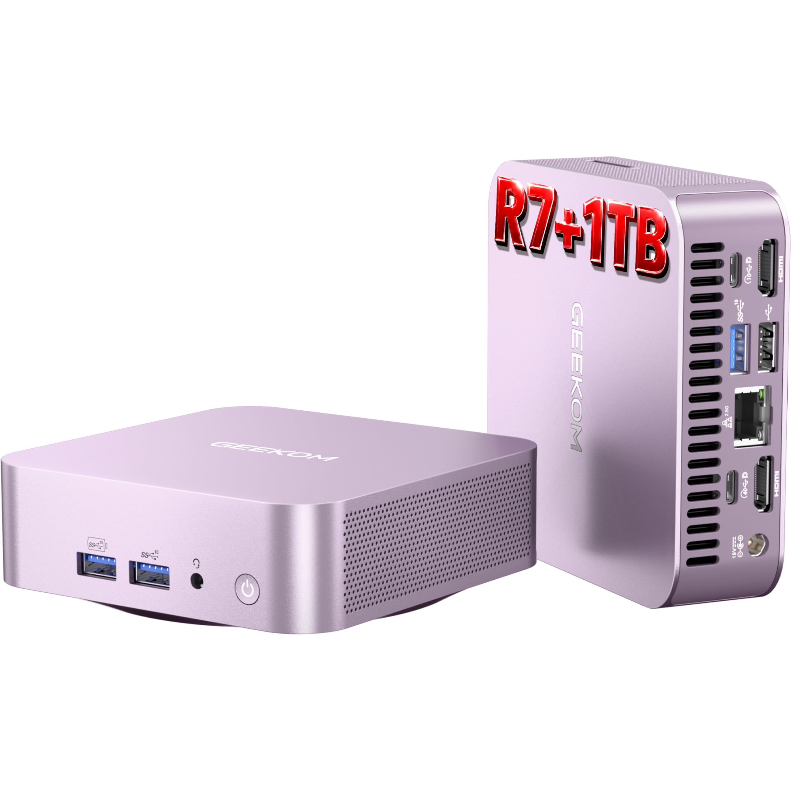 GEEKOM A6 Mini PC with AMD Ryzen 7 6800H, 16GB DDR5 RAM (Upgradable), 1TB PCIe 4.0 SSD, Windows 11 Pro, USB4/8K/Wi-Fi 6E, Compact Aluminium Design, Professional Home Office & Multitasking Desktop PC