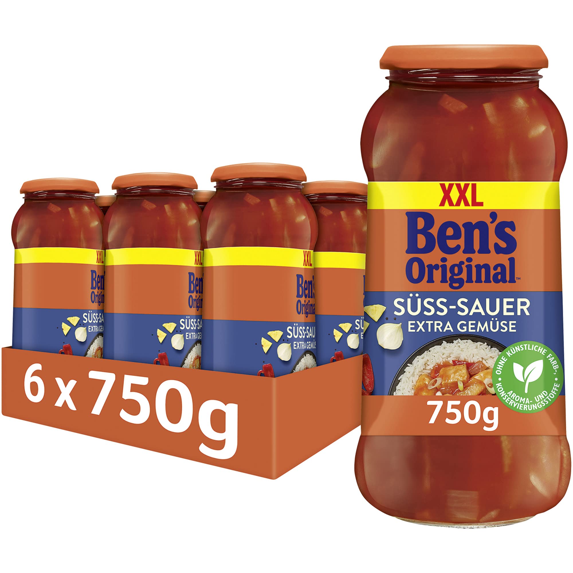 BEN’S ORIGINAL Sauce Süß-Sauer Ohne Zuckerzusatz, 6 Gläser (6 x 395 g)