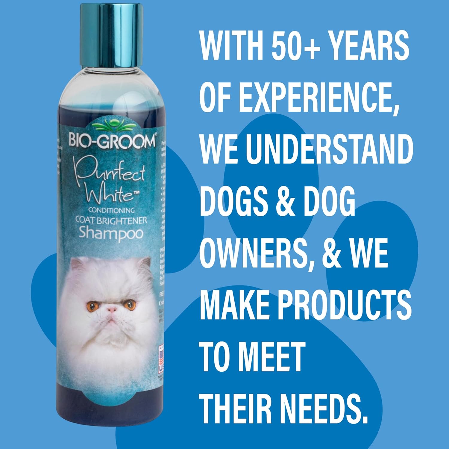 Bio-Groom - Katzenshampoo - Für weiße und helle Fellfarben - Aufheller - Gegen Trockenheit und Verfilzungen - Auf Kokosnussölbasis - 236 ml