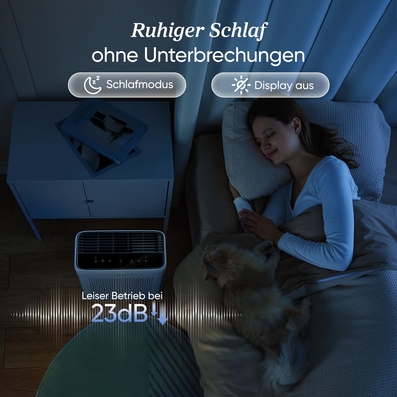 Levoit Luftreiniger mit HEPA Luftfilter gegen 99,97 Prozent Schimmel Staub Pollen Tierhaare, Luftqualitäts-Feedback und Auto-Modus, CADR 240m³/h für Raucherzimmer, bis zu 50m², Weiß