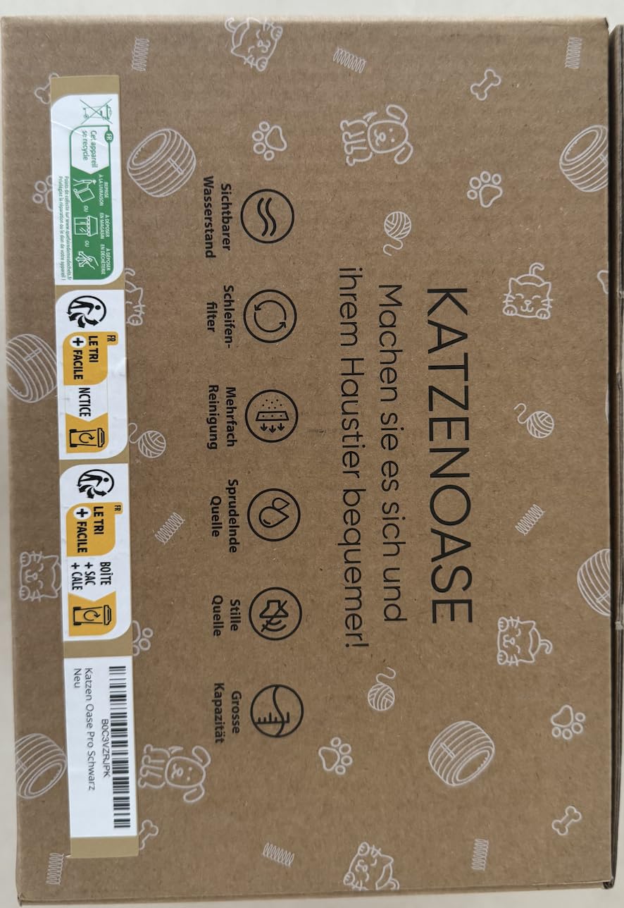 Pretty Paw Trinkbrunnen für Katze – Flüsterleiser 2,5L Katzenbrunnen mit LED & Aktivkohlefilter - BPA-frei & leicht zu reinigen - Hochwertige Lösung zum fairen Preis - KatzenOase Pro
