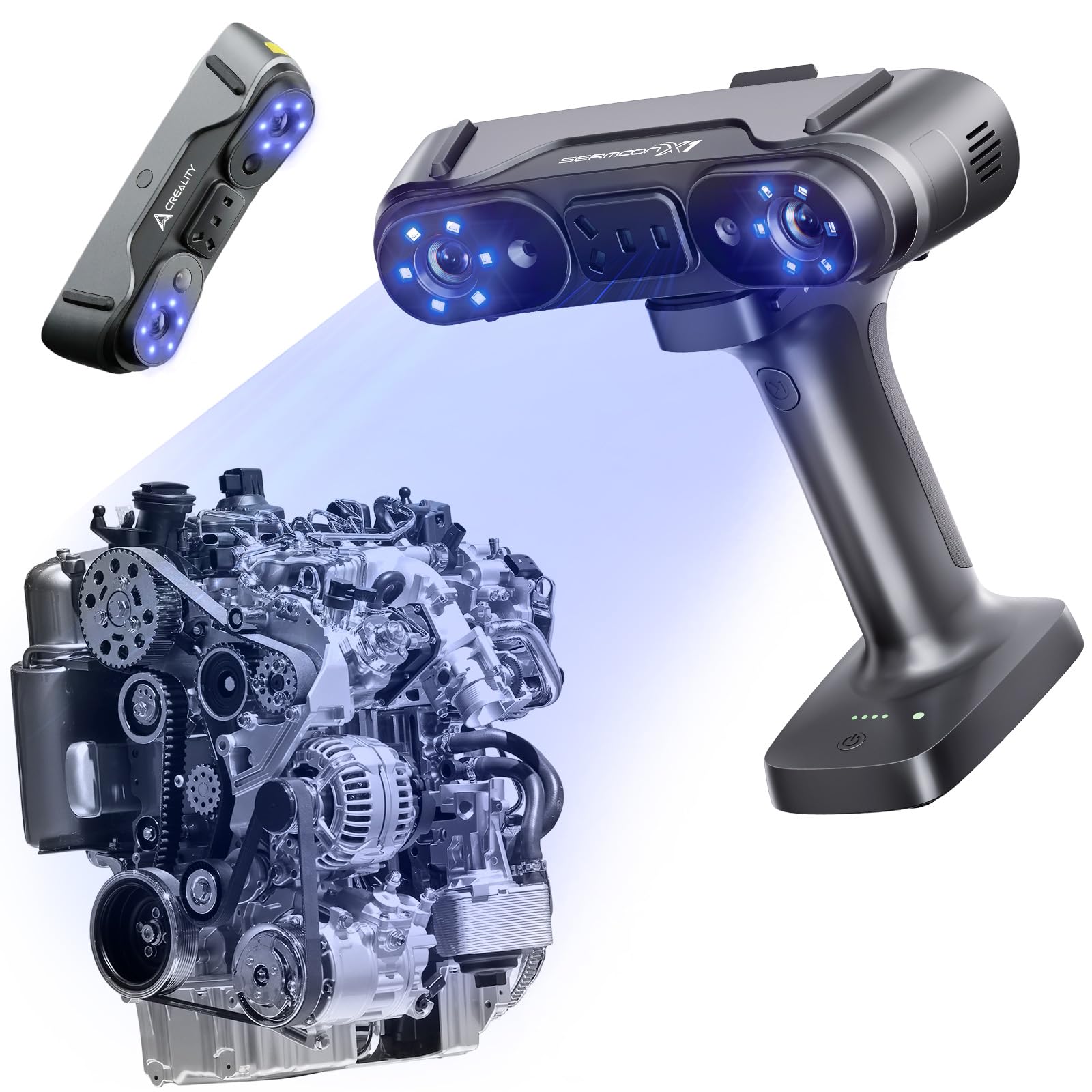 Creality Sermoon S1 3D Scanner, High-Precision 0.02mm Metrology-Grade 3D Scanner for 3D Printing with Blue/IR Laser, Exclusive Single-line Deep Hole scanning Technology, Wireless Support