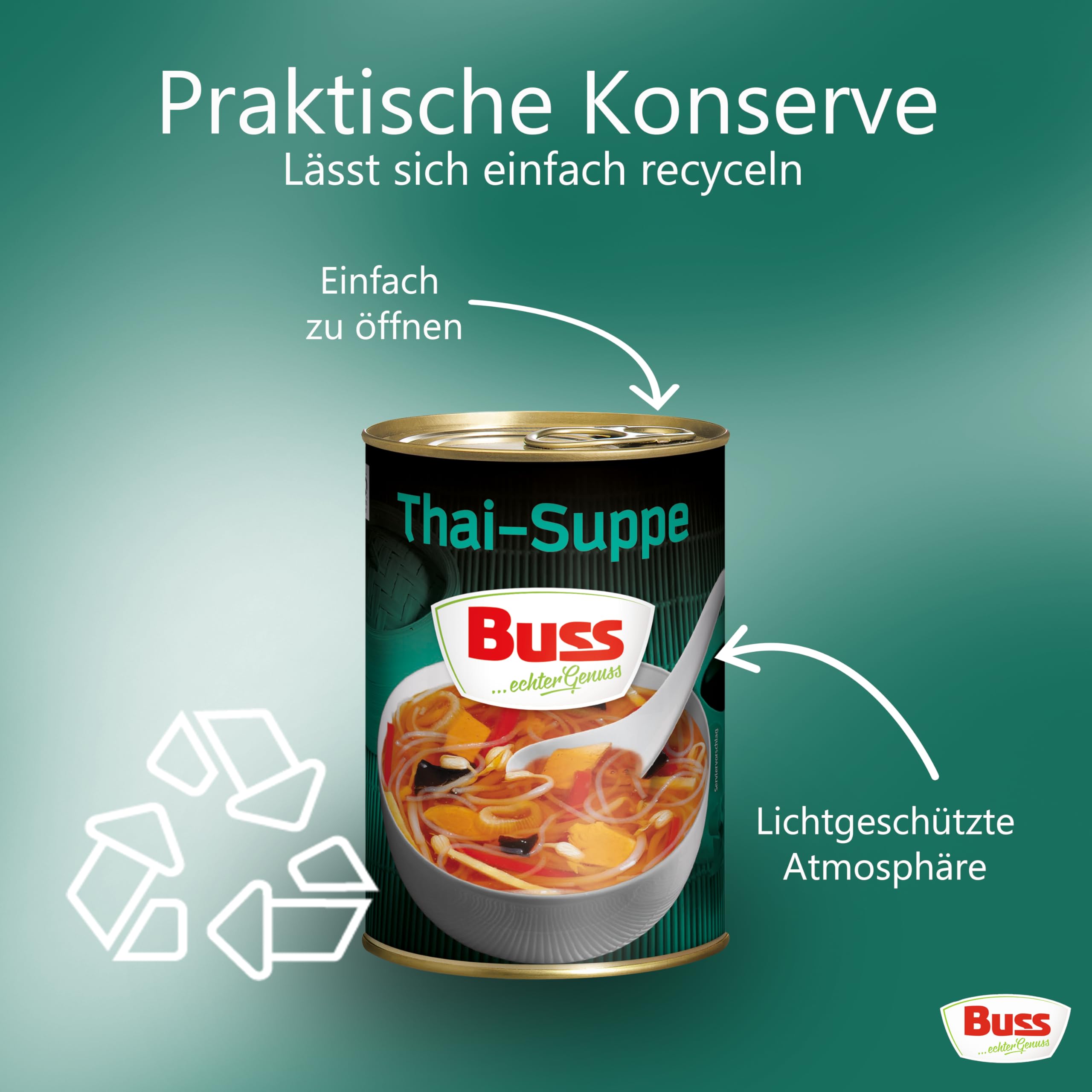 Buss Asia Suppen - Bihunsuppe Original nach indonesischer Art - Milde Asia Suppe mit Paprika, Hühnerfleisch und Glasnudeln - Schnelle Fertiggerichte zum Aufwärmen in Mikrowelle & Topf - 12 x 400g