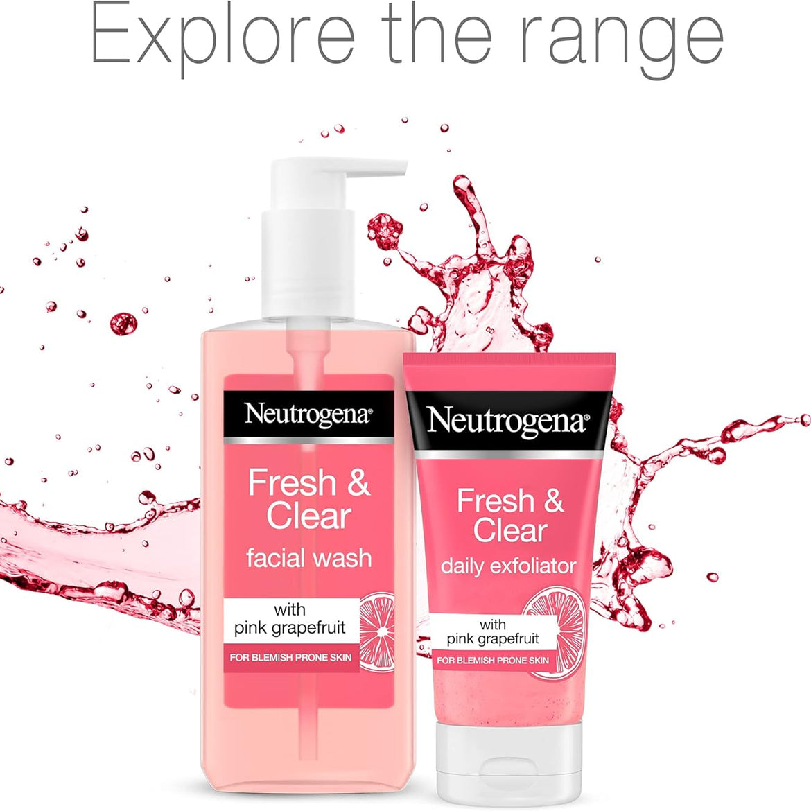 Neutrogena, Fresh & Clear Daily Exfoliator, Pink Grapefruit & Vitamin C, Blemish Prone Skin, clearer skin without over-drying skin, 150ml