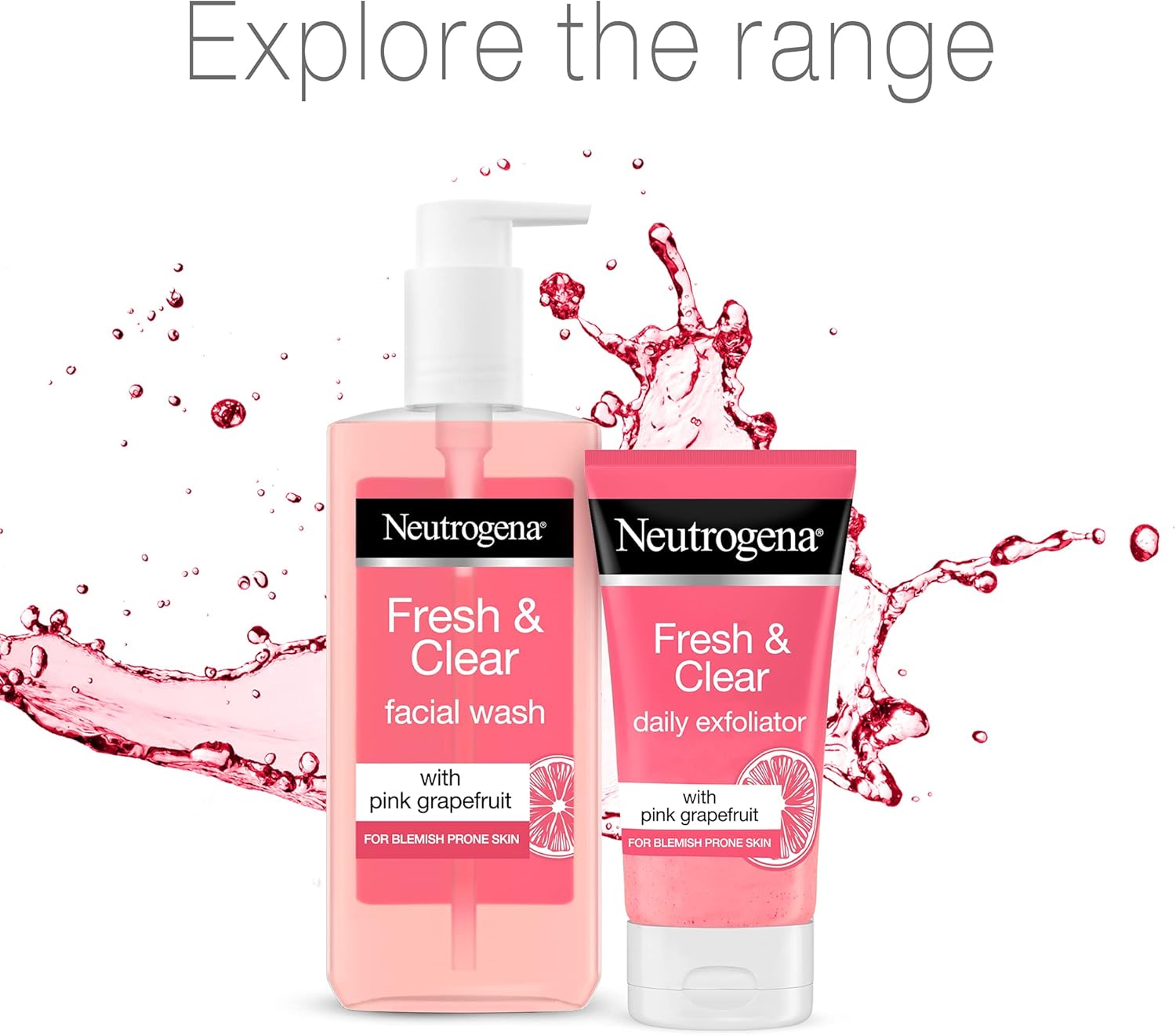 Neutrogena, Fresh & Clear Daily Exfoliator, Pink Grapefruit & Vitamin C, Blemish Prone Skin, clearer skin without over-drying skin, 150ml