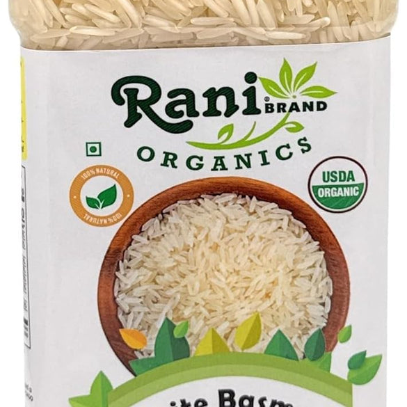 Rani Platinum White Basmati Rice Extra Long Aged 10-Pound Bag, 160oz (10lbs) 4.53kg ~ All Natural | Gluten Friendly | Vegan | Indian Origin | Kosher | Export Quality