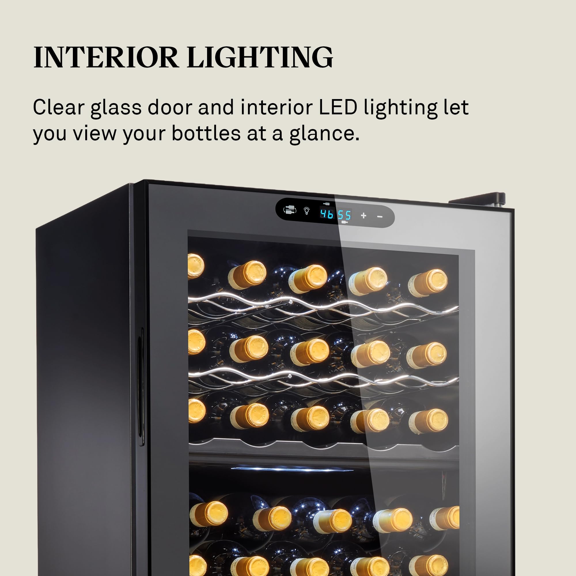 Wine Enthusiast 32-Bottle Dual Zone MAX Compressor Wine Cooler – Freestanding Mini Fridge with Digital Touchscreen, LED Display, Split Storage for Red & White Wines, Matte Black Refrigerator Home Bar