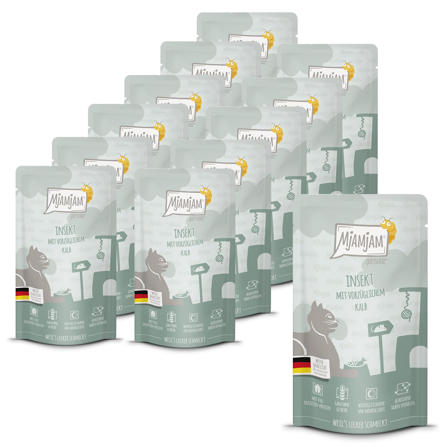 MjAMjAM - Premium Nassfutter für Katzen - saftiges Huhn an leckeren Möhrchen, 6er Pack (6 x 400 g), getreidefrei mit extra viel Fleisch