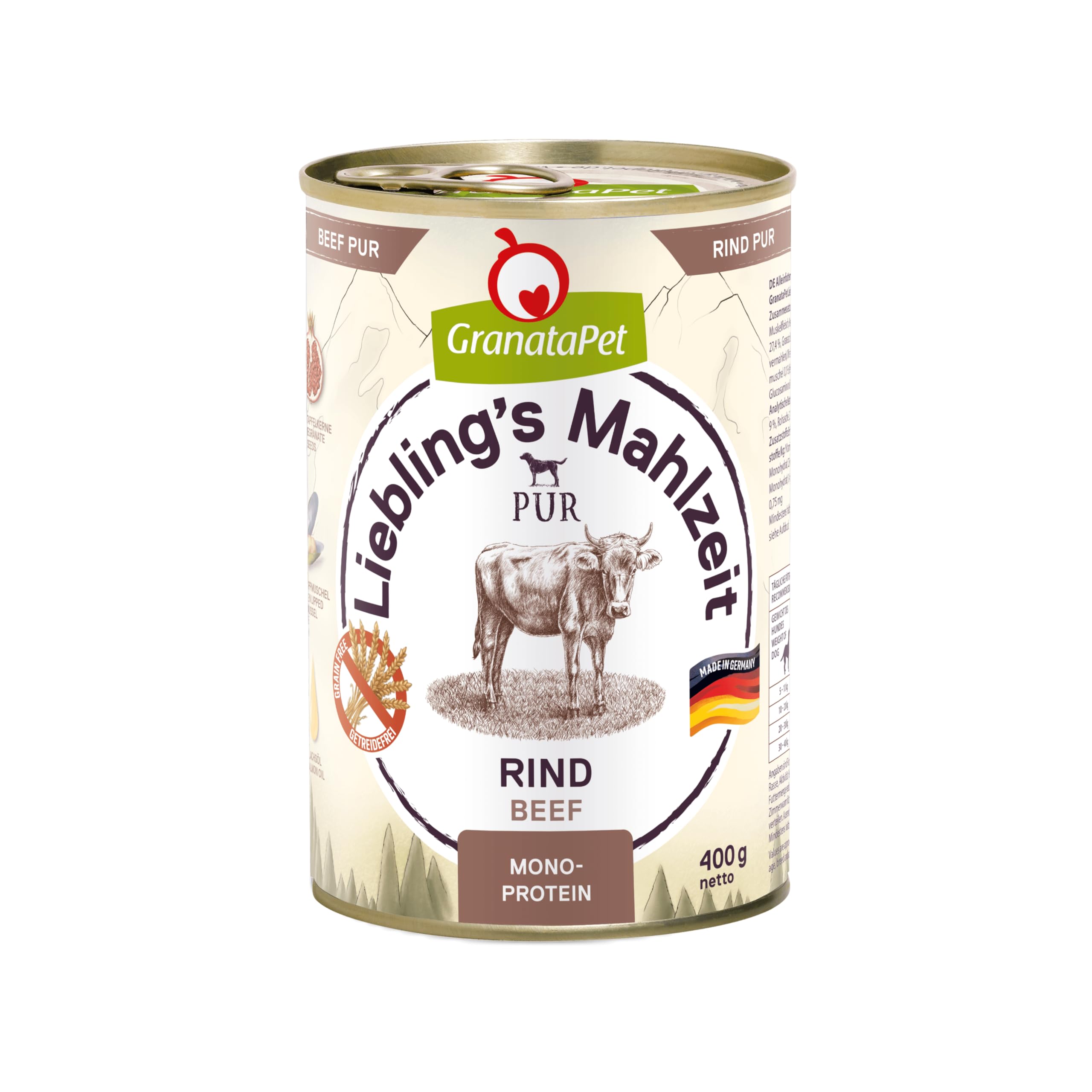 GranataPet Liebling's Mahlzeit Multipack 2, Nassfutter für Hunde im Probierpaket, Alleinfuttermittel ohne Getreide, Hundefutter mit hohem Fleischanteil & hochwertigen Ölen, 6 x 800 g