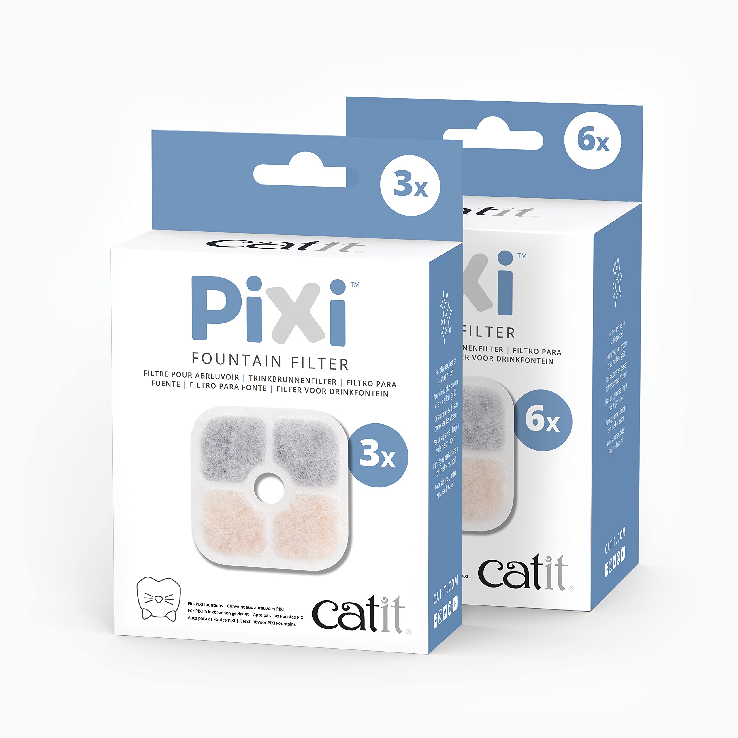 Catit 43722 Pixi Ersatzfilter, Trinkbrunnenfilter für die Catit Pixi Trinbrunnen, 6er Pack, Weiß