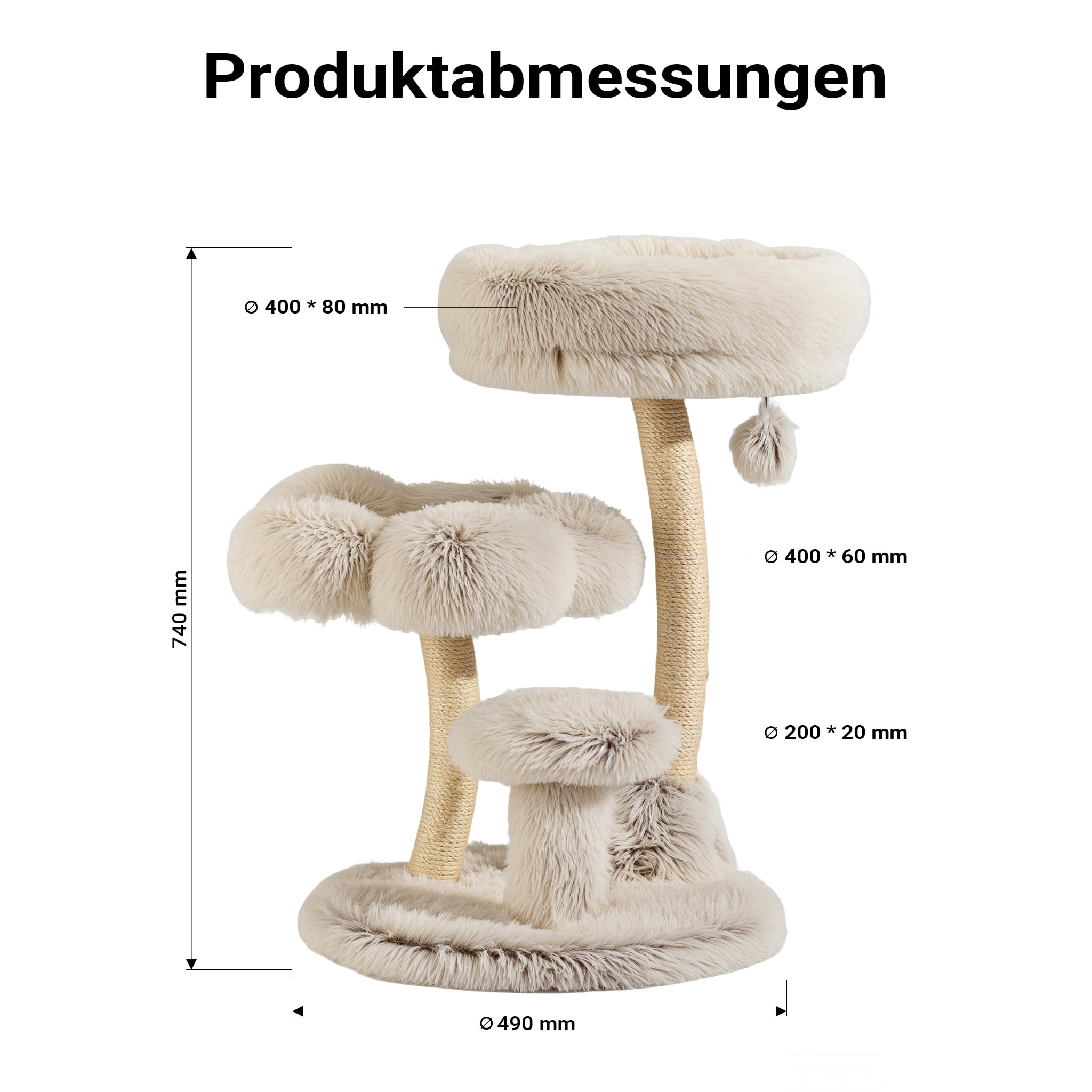 Fudajo Designer Kratzbaum mit Hängeliege, Katzenkratzbaum 59 x 59 x 169 cm, Katzenbaum bis max. 15 kg mit Sisal und Plüsch, Katzenmöbel mit 3 Etagen
