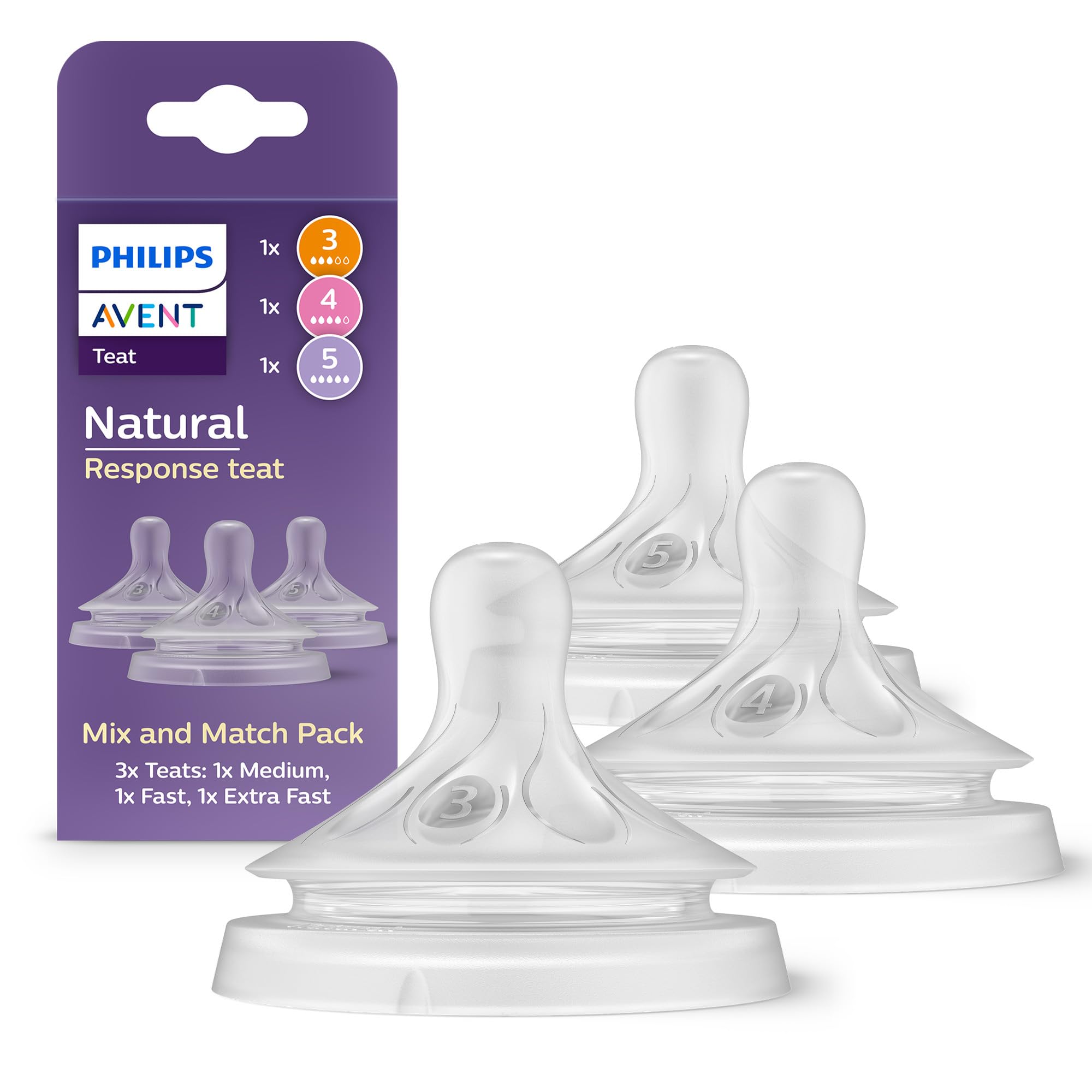 Philips AVENT Natural Response Sauger mit Anti-colic-Ventil, langsamer Nahrungsfluss (Durchflussrate 2), Doppelpack, SCY962/02