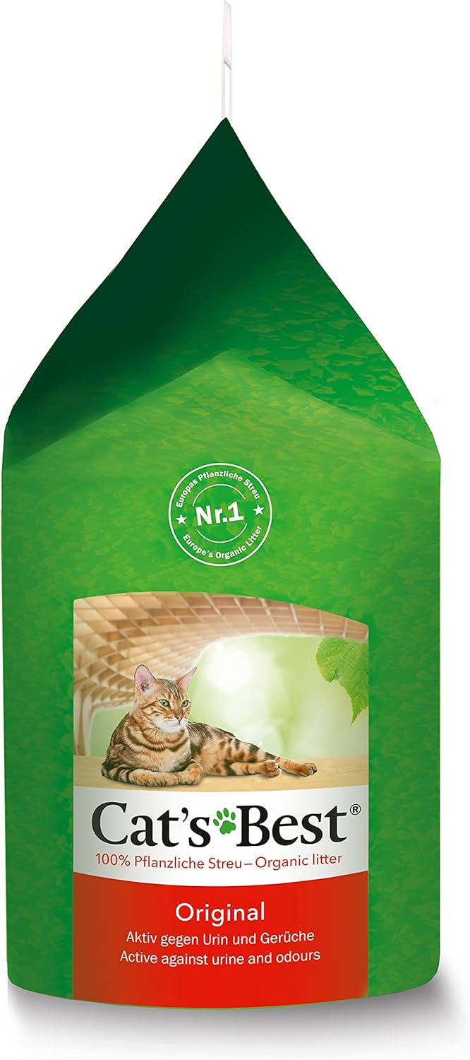 Cat’s Best Original Katzenstreu, 100% pflanzliches Katzenklumpstreu mit maximaler Saugfähigkeit – bekämpft Gerüche natürlich und aktiv, 8,6 kg/20 l (Verpackung kann variieren)