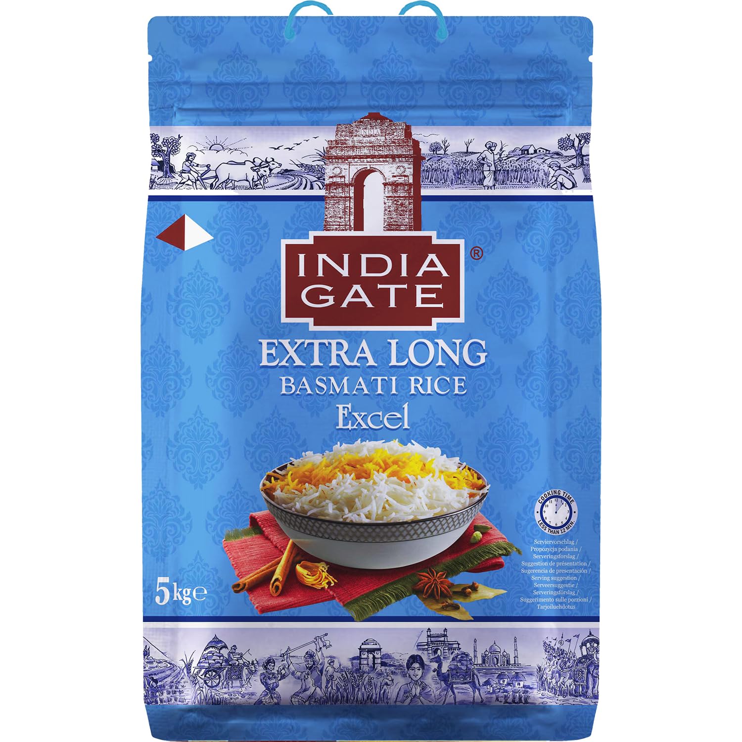 INDIA GATE Premium Basmati Reis – Feiner, aromatischer Langkornreis aus Indien, feines Langkorn (1 x 5 kg)