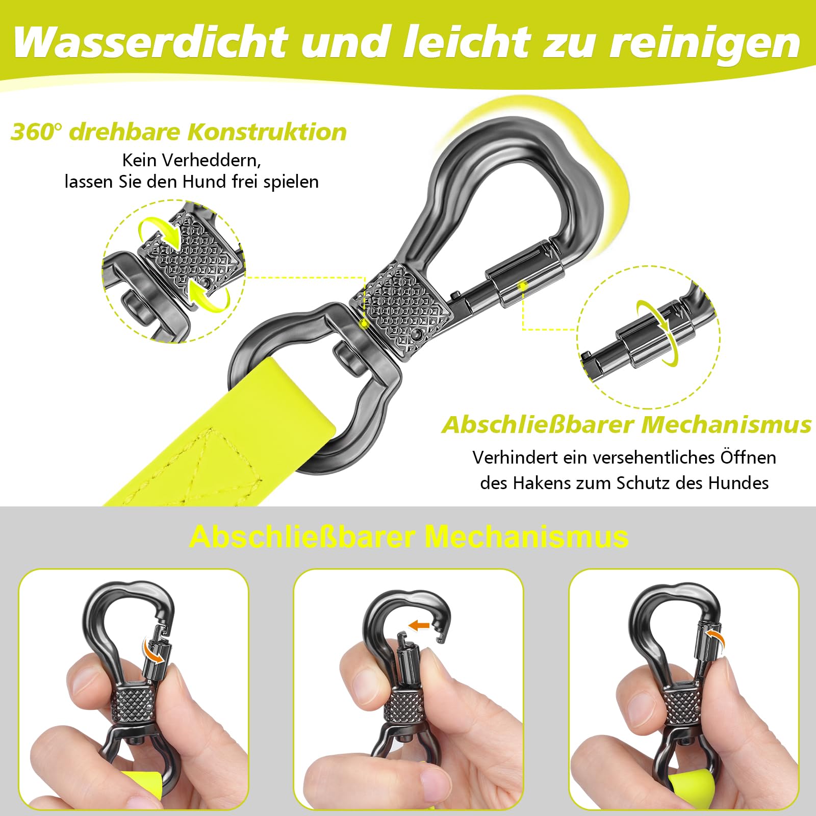 X XBEN Wasserdicht Schleppleine für Hunde,3M 5M 10M 15M 20M 30M Gummierte Schleppleine mit Abschließbarer Karabine,Wasserfest Hundeleine Laufleine für Große bis Kleine Hunde,Robuste Trainingsleine