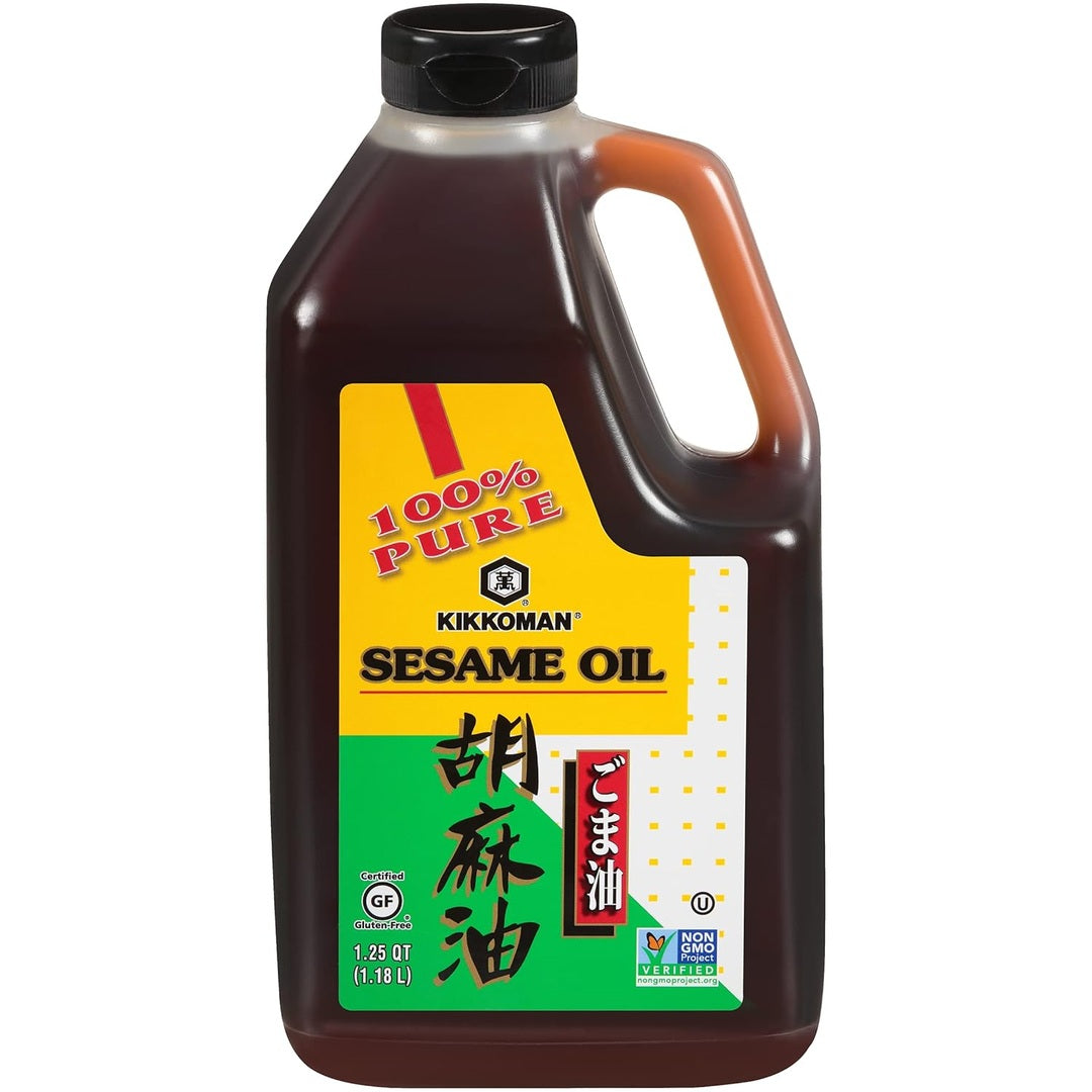 Kikkoman - No Preservatives Added Non-GMO Toasted Sesame Oil, Perfect for Grilling, Baking & All-Purpose Seasoning for Cooking - 1.25 Quarts